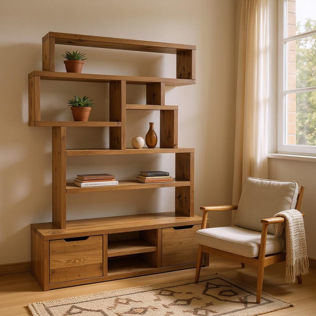 Reclaimed Wood Bookcase | Rustic Scaffold Shelving Unit | Custom 2D Box Design | Handmade Timber Bookshelf -2dn