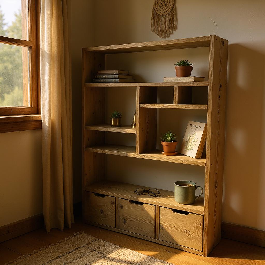 Reclaimed Wood Bookcase | Rustic Scaffold Shelving Unit | Custom 3D Open Design | Unique Custom Sizes- 3dopen