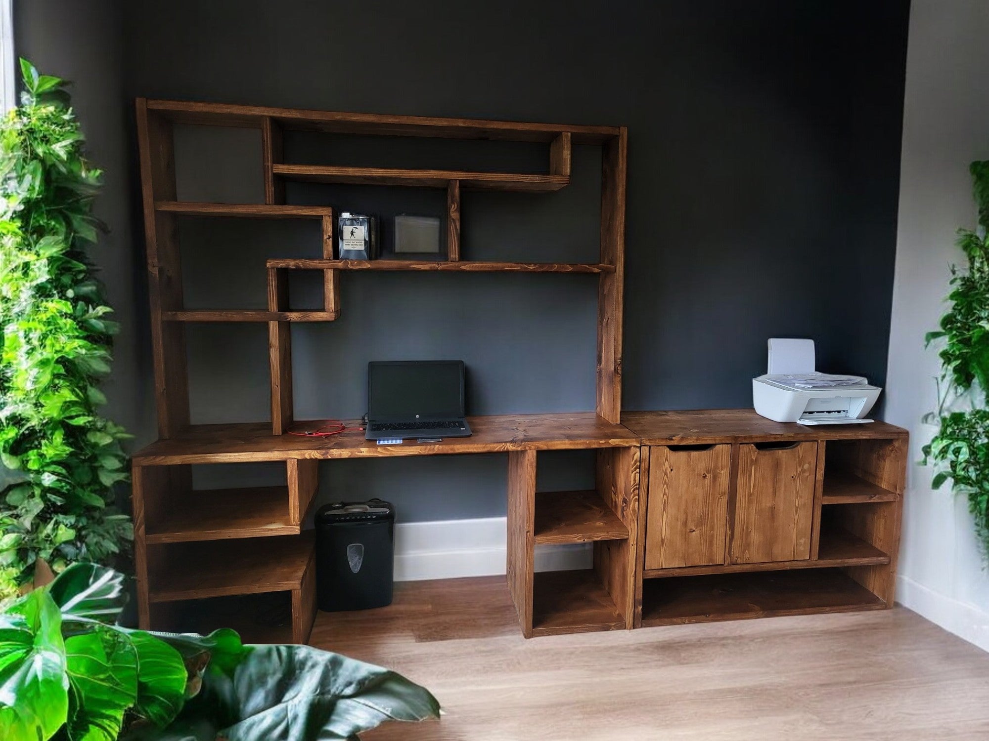Reclaimed Wood Bookcase & Shelving Units Desk - Rustic Open Shelving Storage - deskbc no d