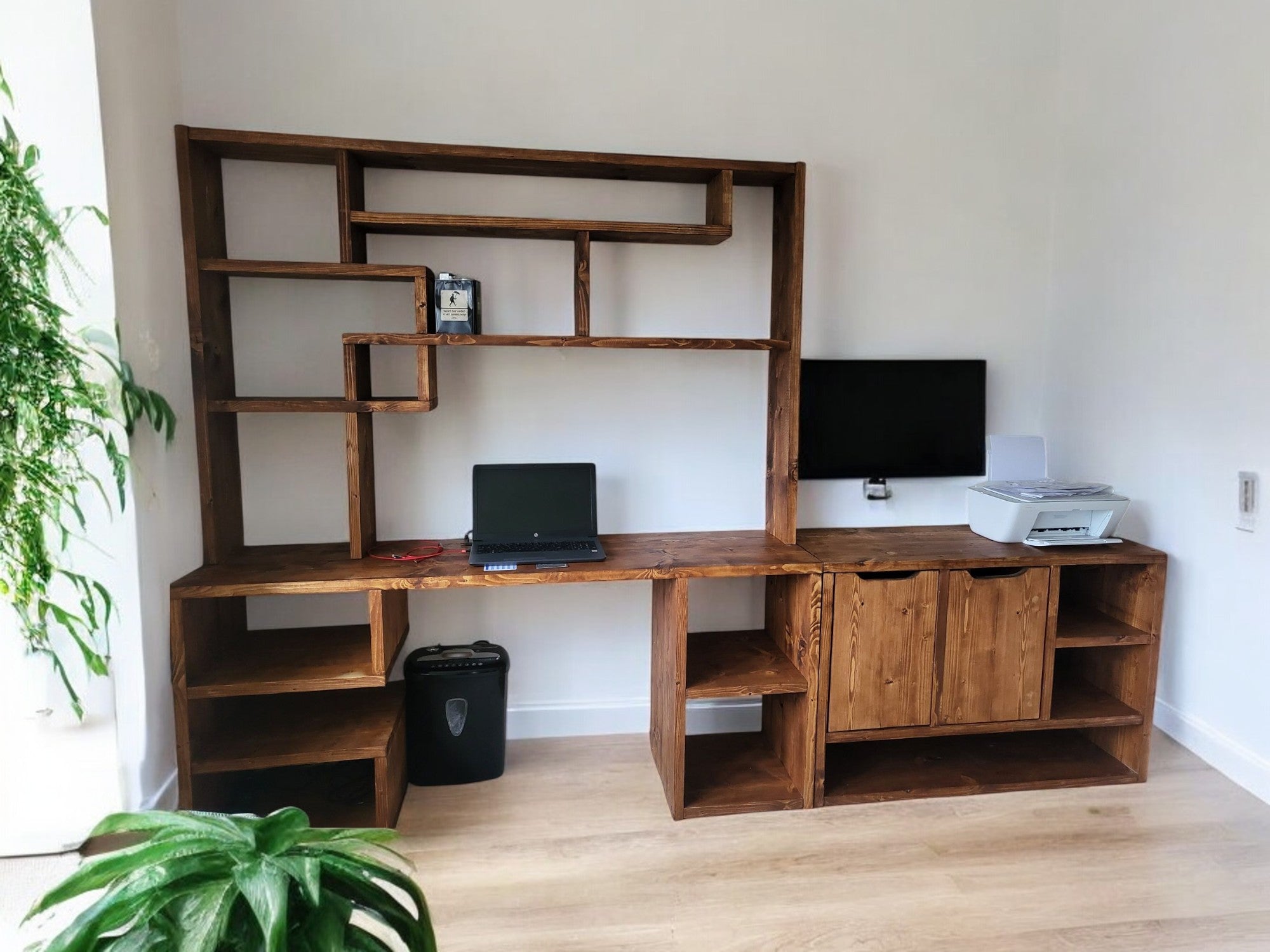 Reclaimed Wood Bookcase & Shelving Units Desk - Rustic Open Shelving Storage - deskbc no d