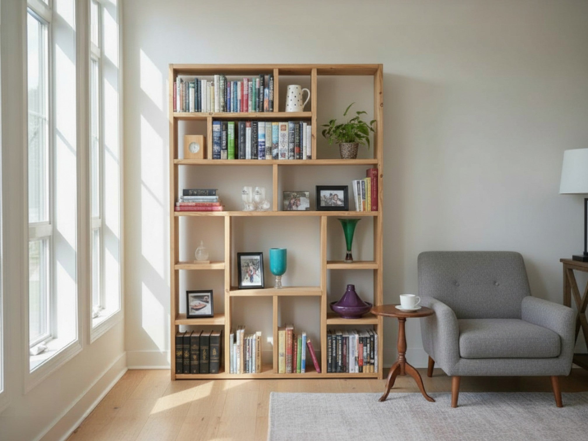 Reclaimed Wood Bookcase | Rustic Scaffold Shelving Unit | Custom Handmade Timber Bookshelf | Industrial Style Storage Solution - OG