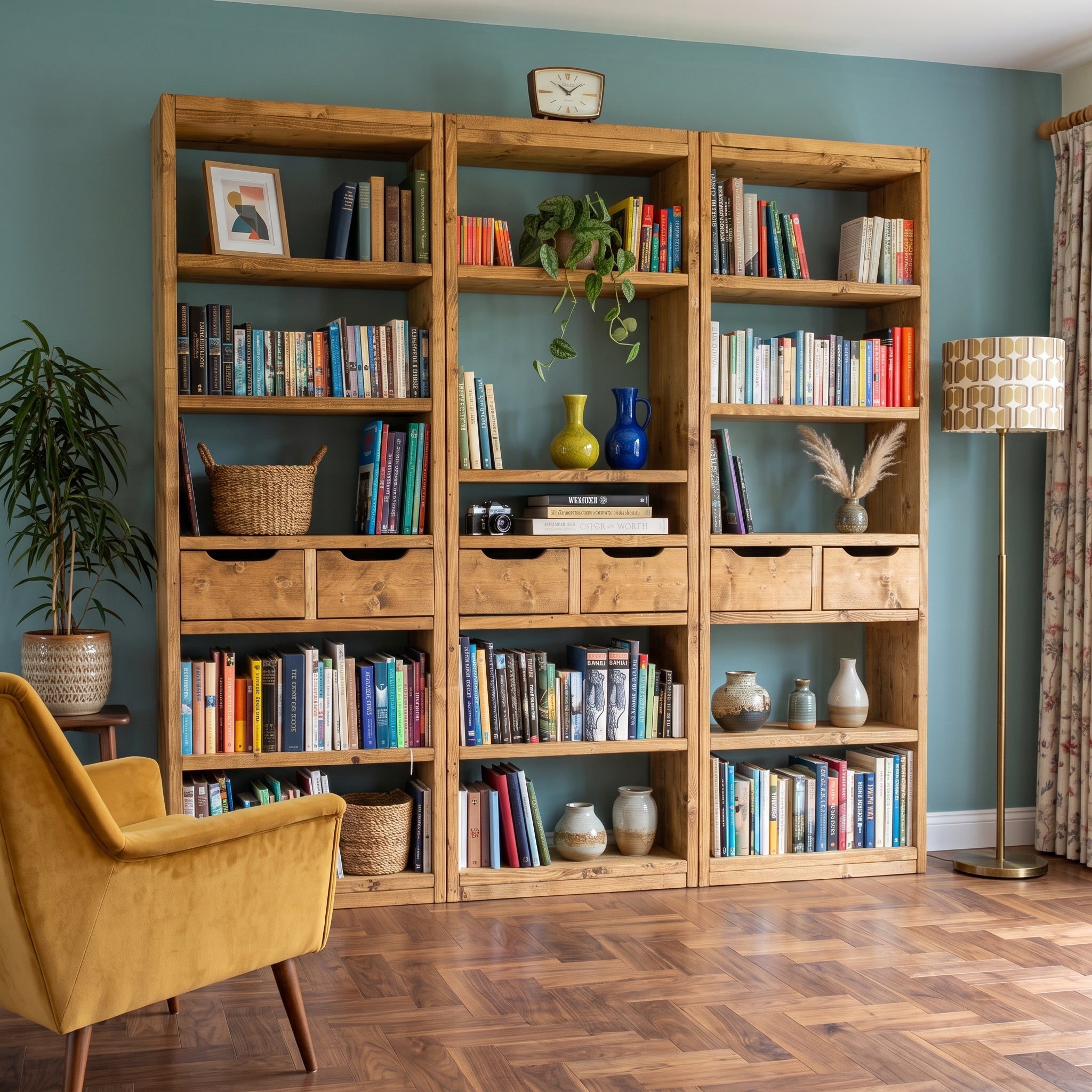 Reclaimed Wood Bookcase & Shelving Units Room Divider - Rustic Open Shelving Storage - roomdivider