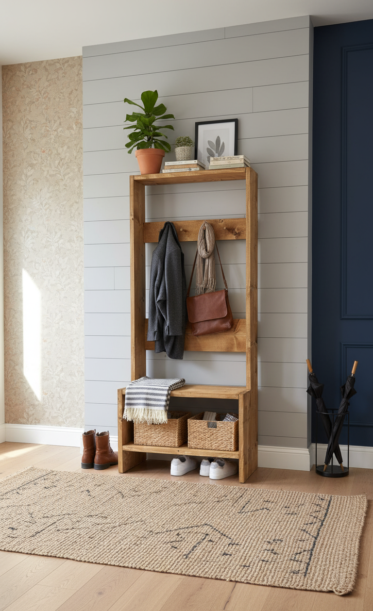 Reclaimed Wood Entryway Hallway Storage Unit Coat Rack- entrywaycoat