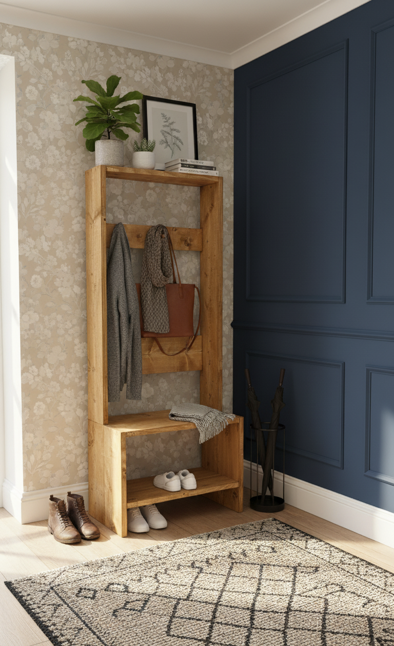 Reclaimed Wood Entryway Hallway Storage Unit Coat Rack- entrywaycoat