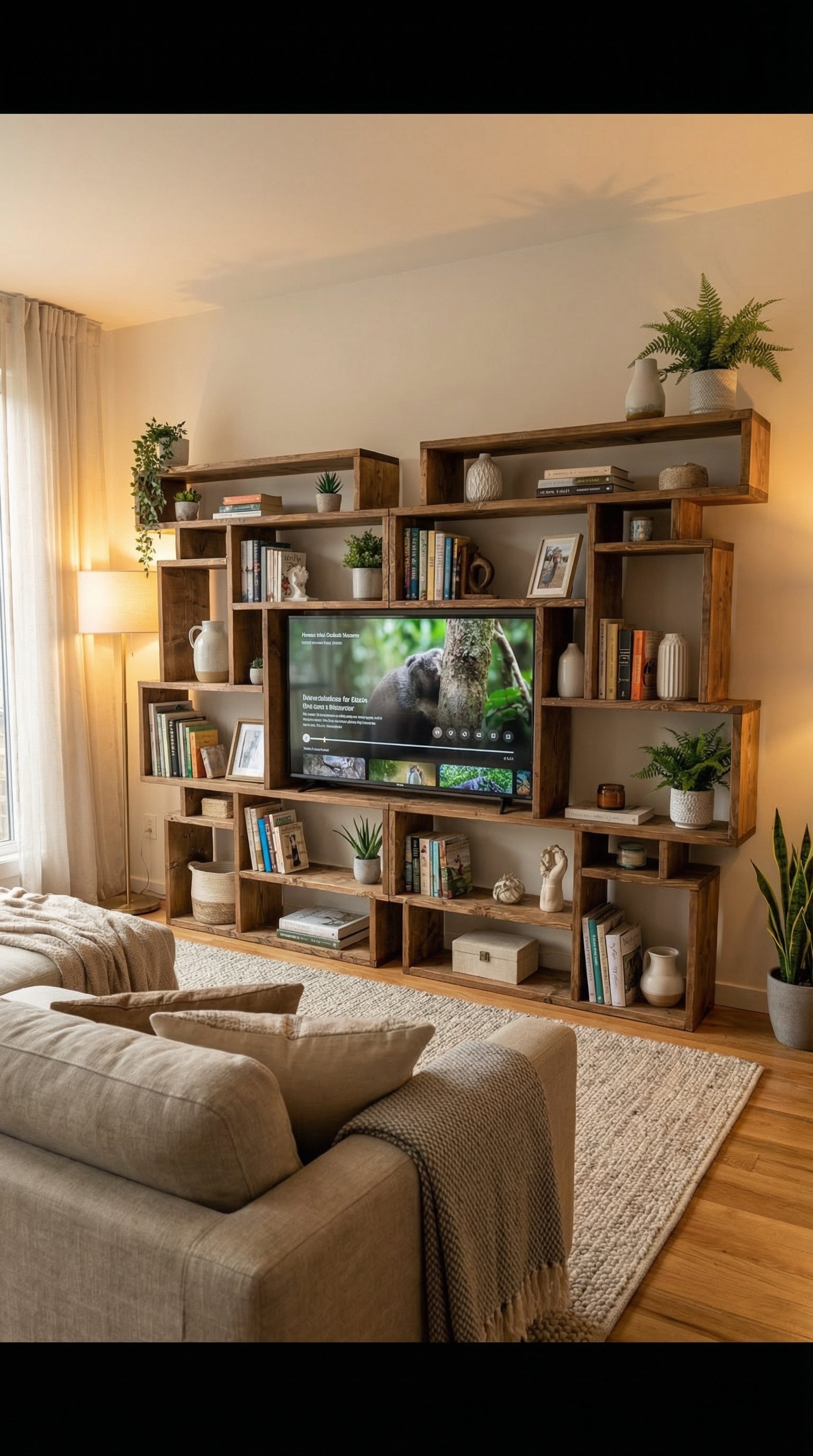 Reclaimed Wood Bookcase / Shelving Units room divider - tvboxestwo