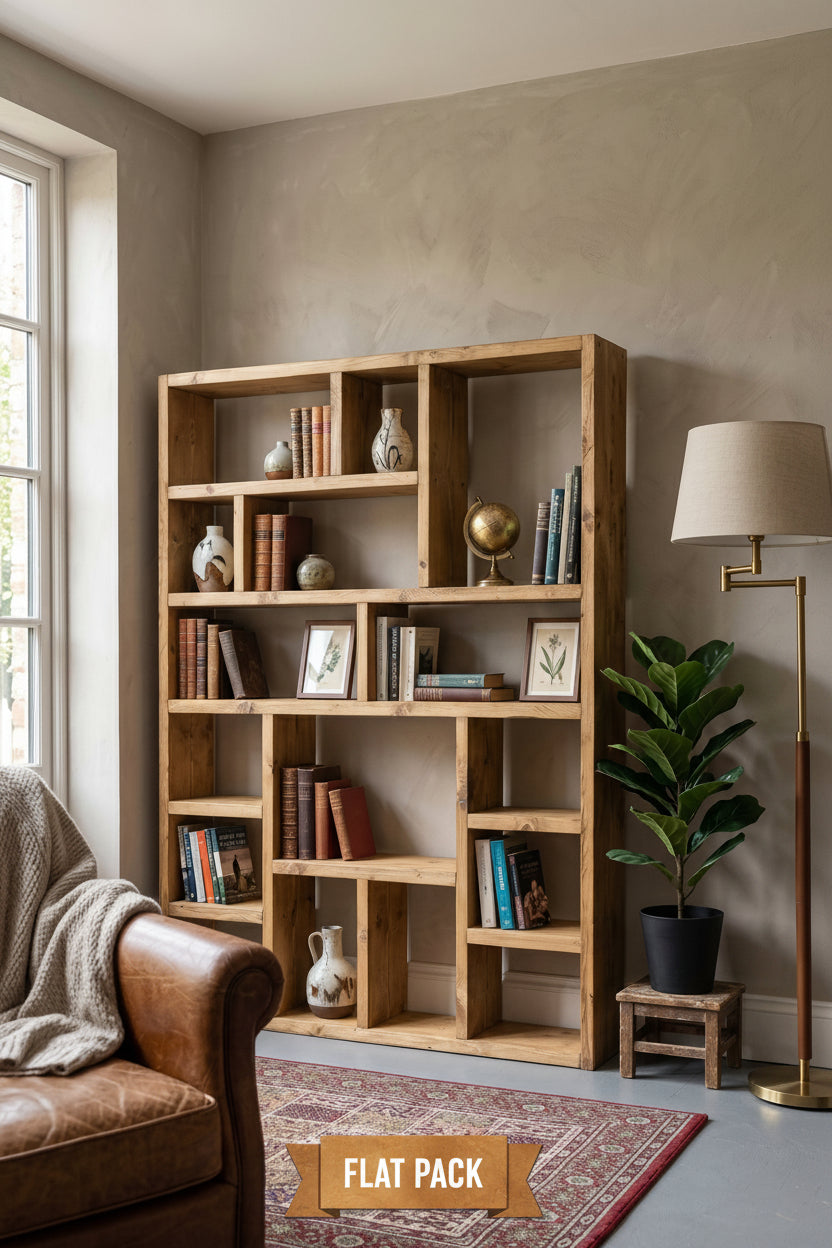 Reclaimed Wood Bookcase Flat Pack | Self Assembly Scaffold Shelving Unit | The OG - Free delivery