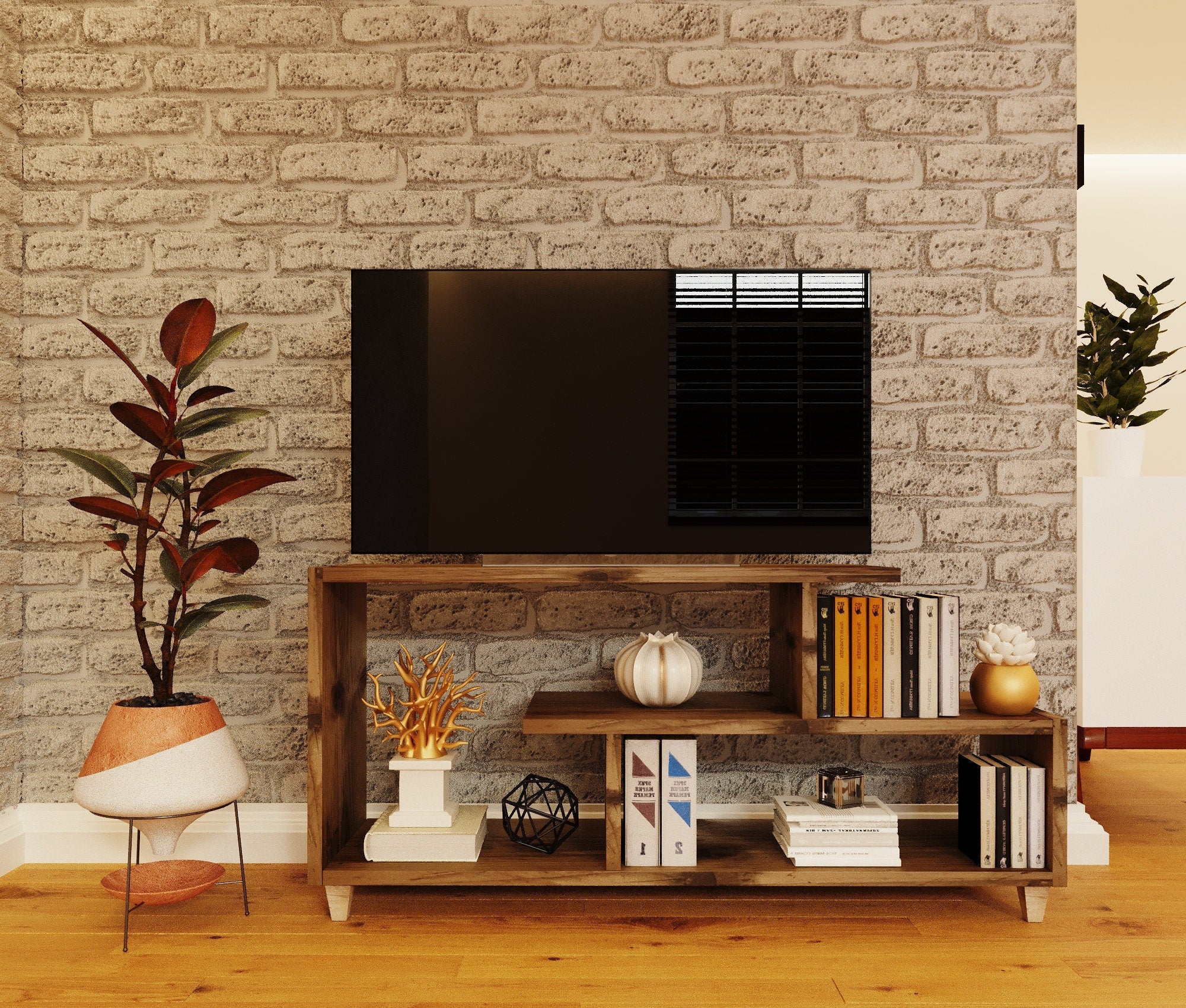 TV/media Unit made from reclaimed wood-space