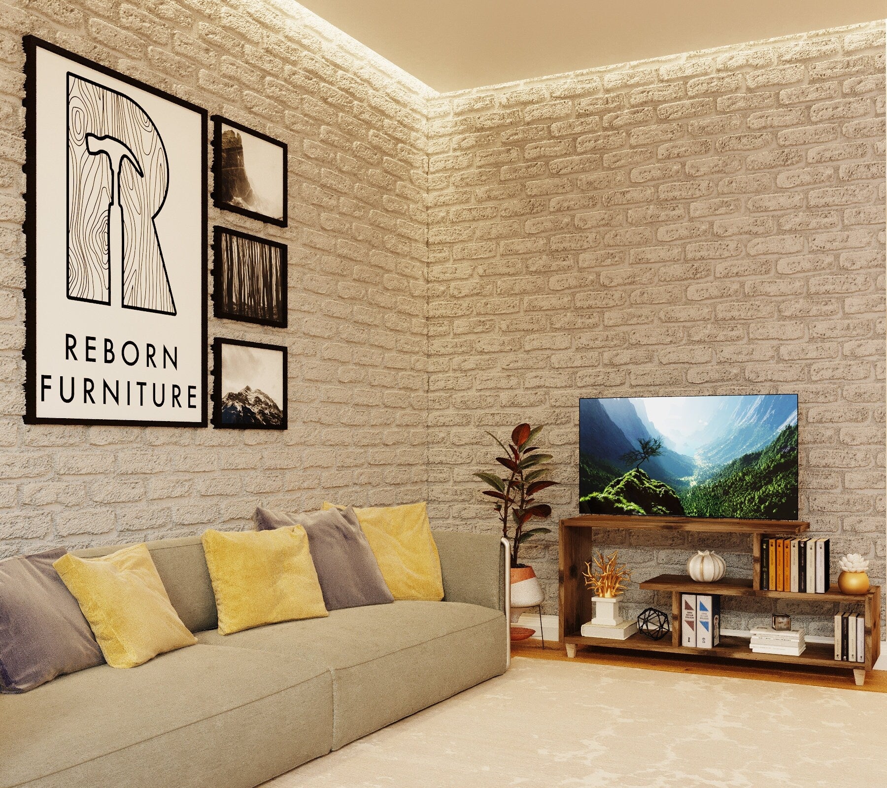TV/media Unit made from reclaimed wood-space