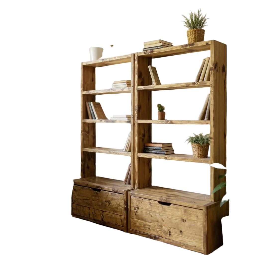Narrow Reclaimed Wood Bookcase & Shelving Unit - Rustic Scaffold Furniture, Vertical wood bookcase - narrow