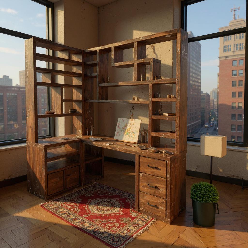 Reclaimed Wood Bookcase & Shelving Units Desk - Rustic Open Shelving Storage - cornerdeskbc