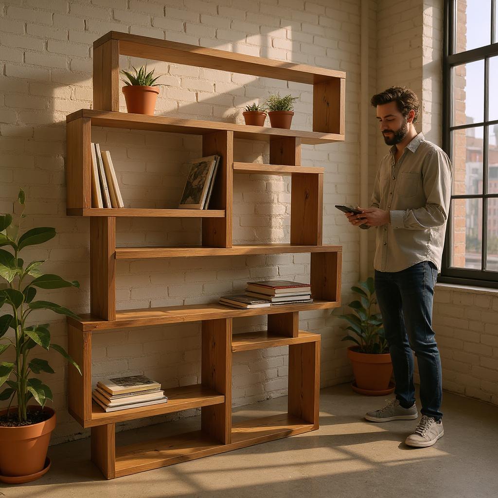 Reclaimed Wood Bookcase - Rustic Shelving Unit | Scaffold Timber Furniture | Storage - Boxes