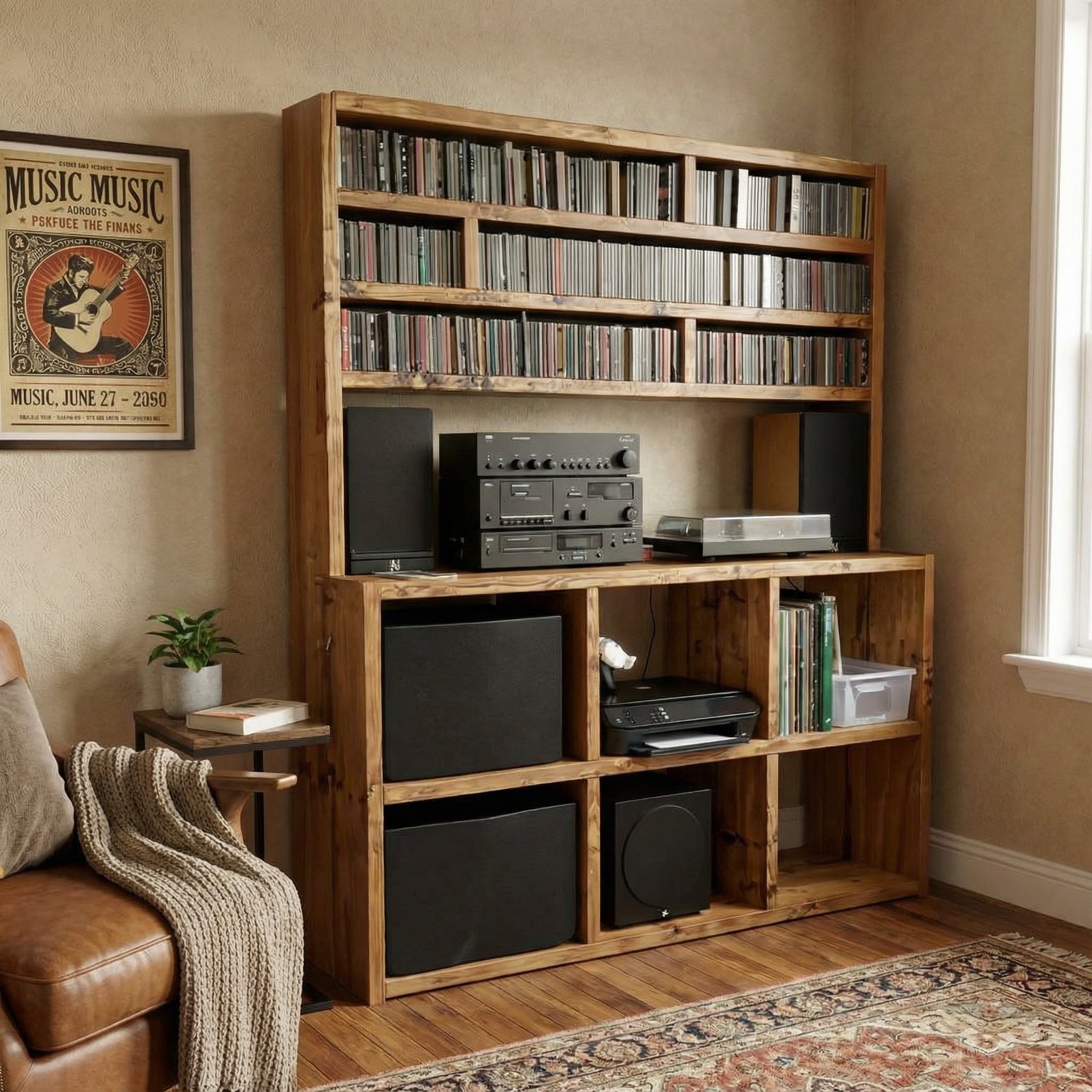 Reclaimed Wood Hifi records unit - hifi cd storage