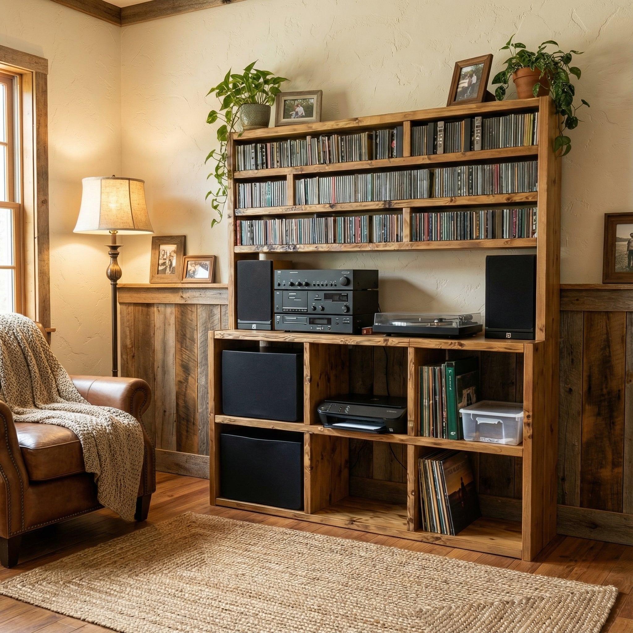 Reclaimed Wood Hifi records unit - hifi cd storage