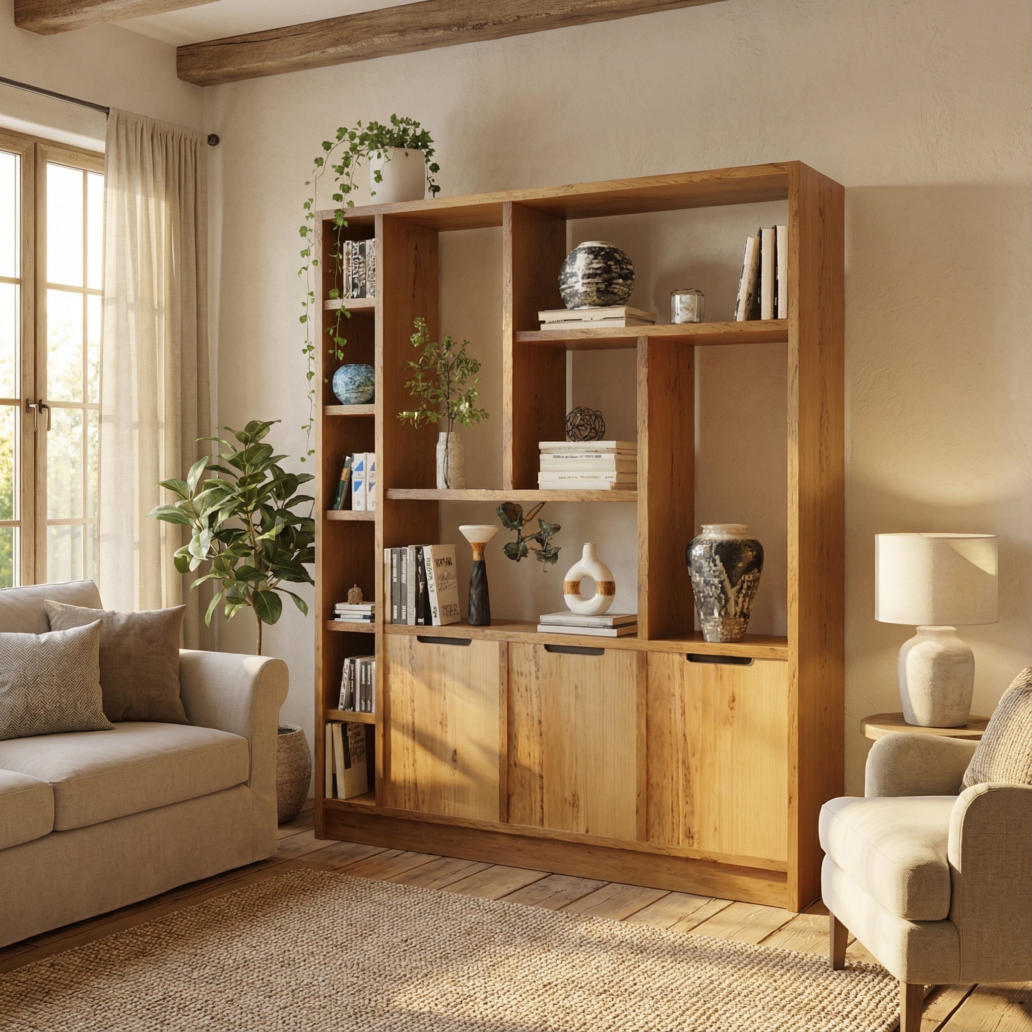 Reclaimed Wood Bookcase / Shelving Unit - scaffold furniture - 3doorcabinet