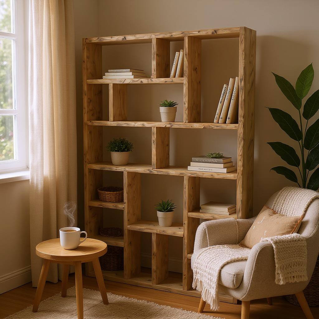 Reclaimed Wood Bookcase | Rustic Scaffold Shelving Unit | Custom Handmade Timber Bookshelf | Industrial Style Storage Solution - OG