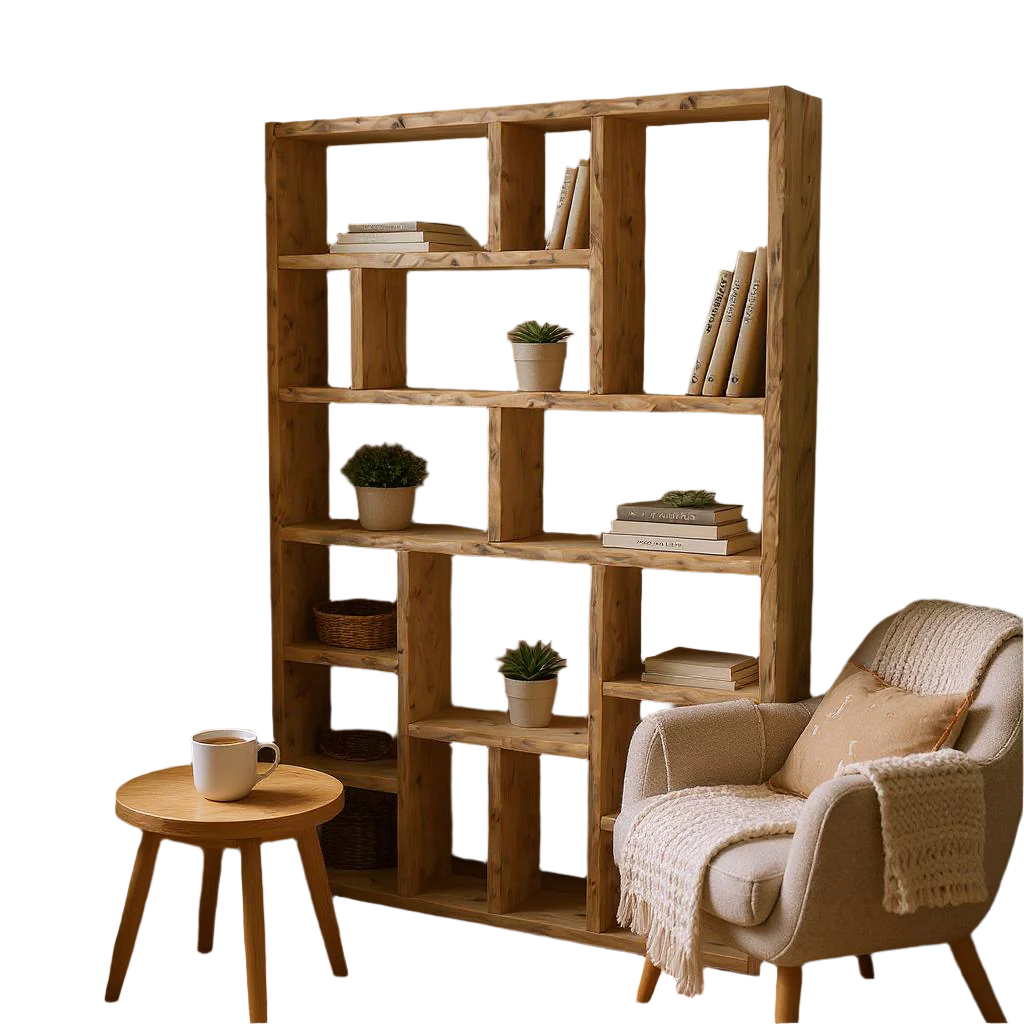 Reclaimed Wood Bookcase | Rustic Scaffold Shelving Unit | Custom Handmade Timber Bookshelf | Industrial Style Storage Solution - OG