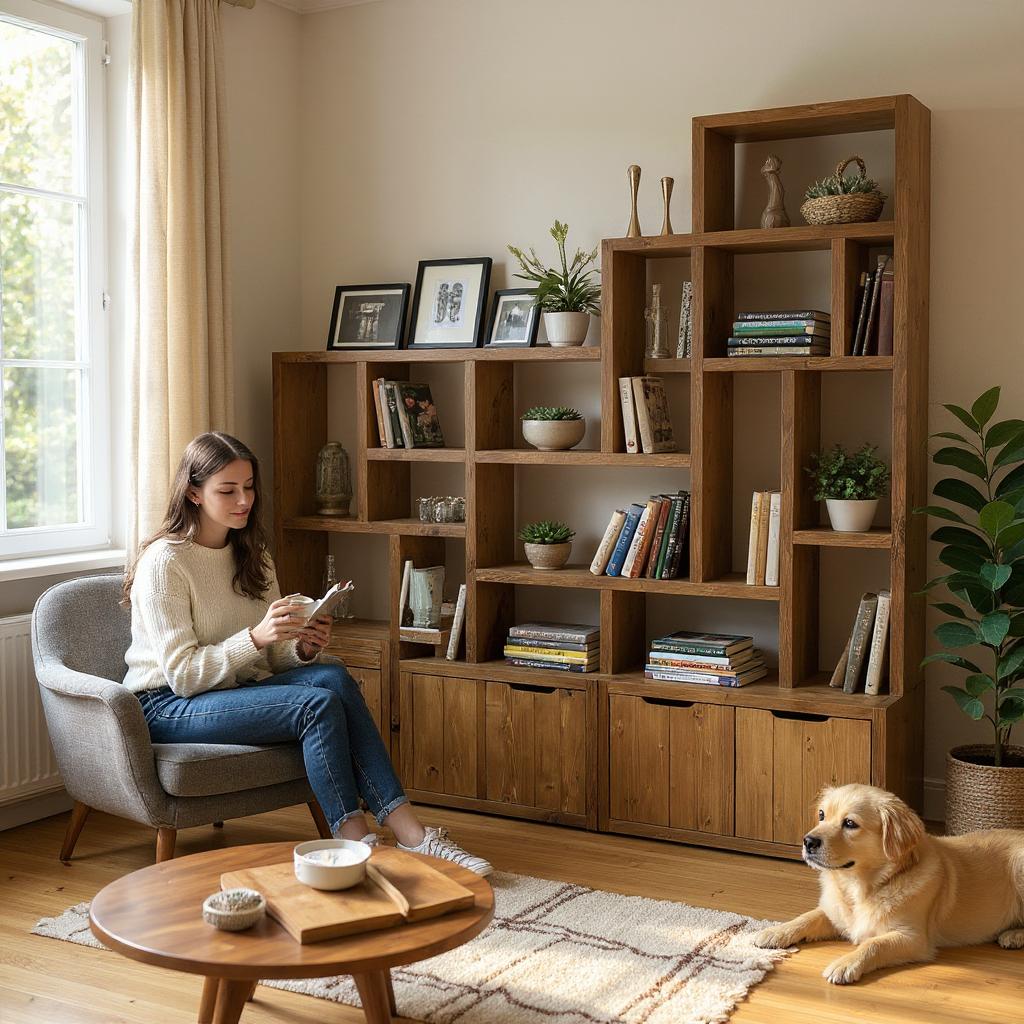 Large Reclaimed Wood Bookcase & Shelving Units Set - Rustic Storage Furniture - Vintage style bookcase set- slope