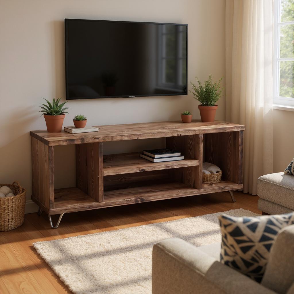 Eco-Friendly Reclaimed Wood TV/Media Console - Space-Saving Design | Handcrafted Entertainment Center