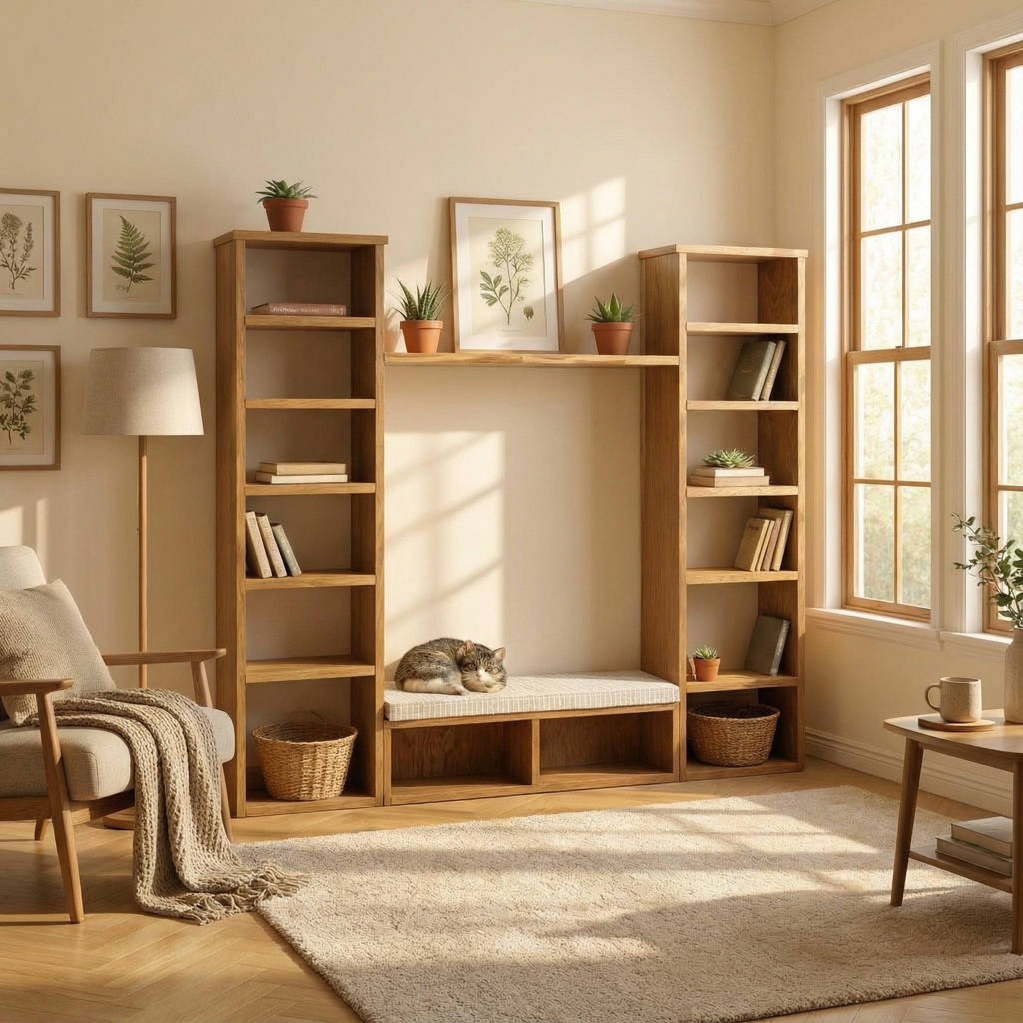 Reclaimed Wood Bookcase / Shelving Units reading nook - readingnook