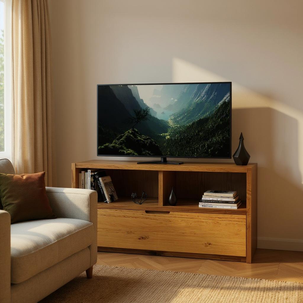 Reclaimed Wood TV/Media Unit - Rustic Entertainment Console with Storage
