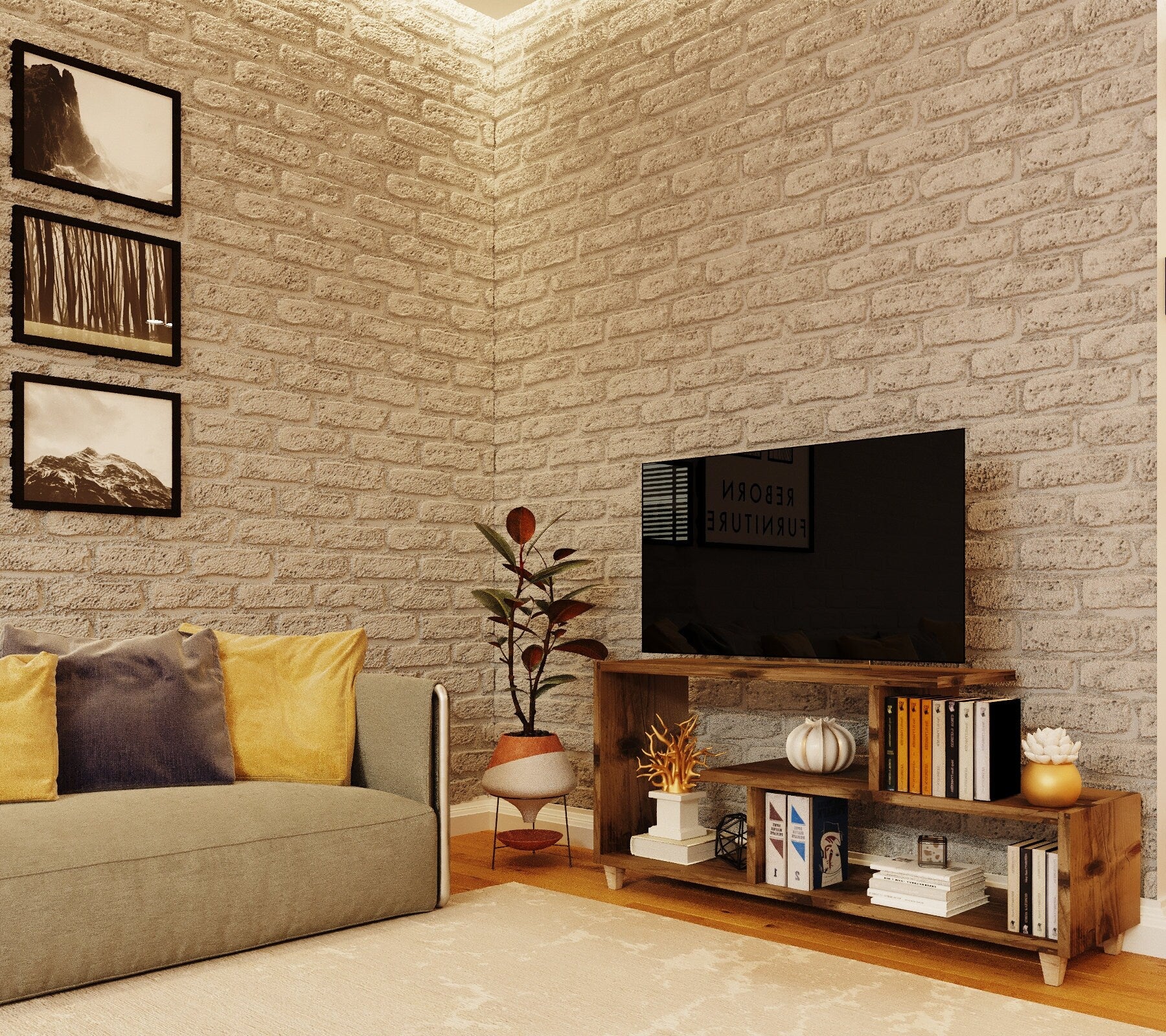 TV/media Unit made from reclaimed wood-space