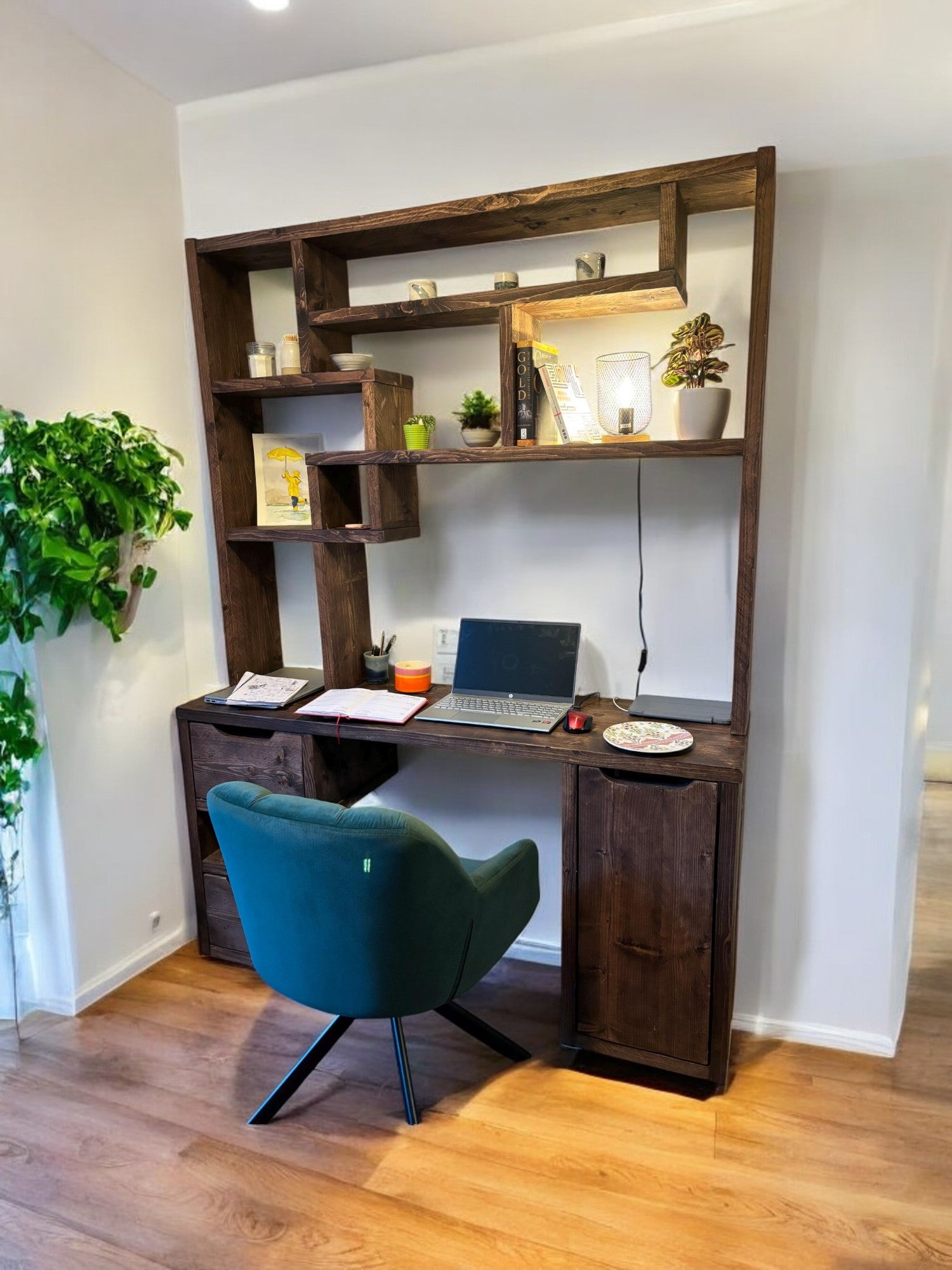 Reclaimed Wood Bookcase & Shelving Units Desk - Rustic Open Shelving Storage - deskbc