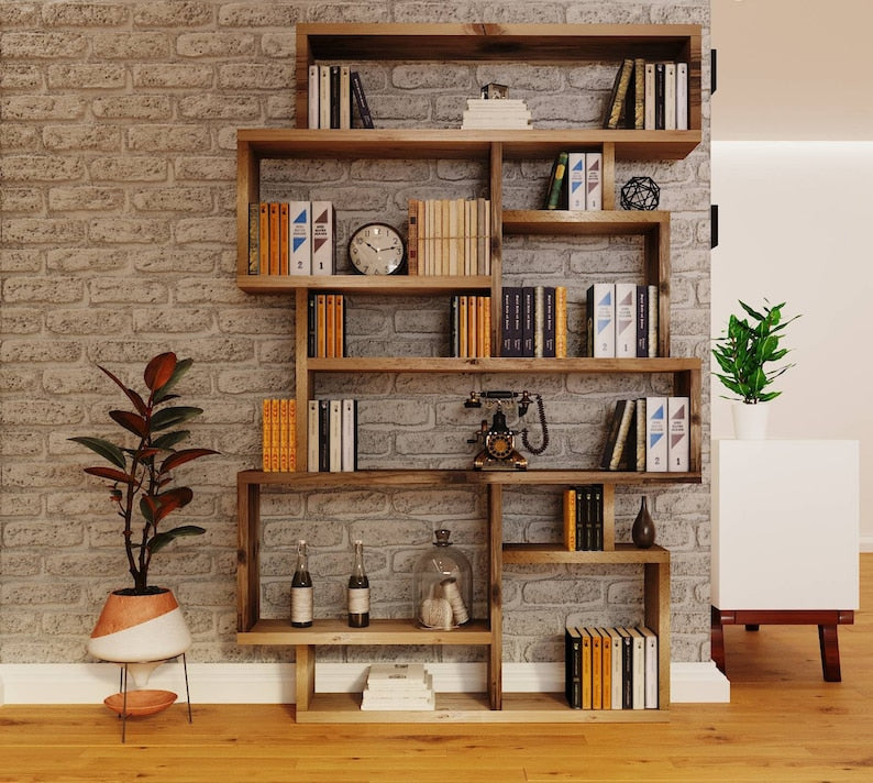 Reclaimed Wood Bookcase - Rustic Shelving Unit | Scaffold Timber Furniture | Storage - Boxes