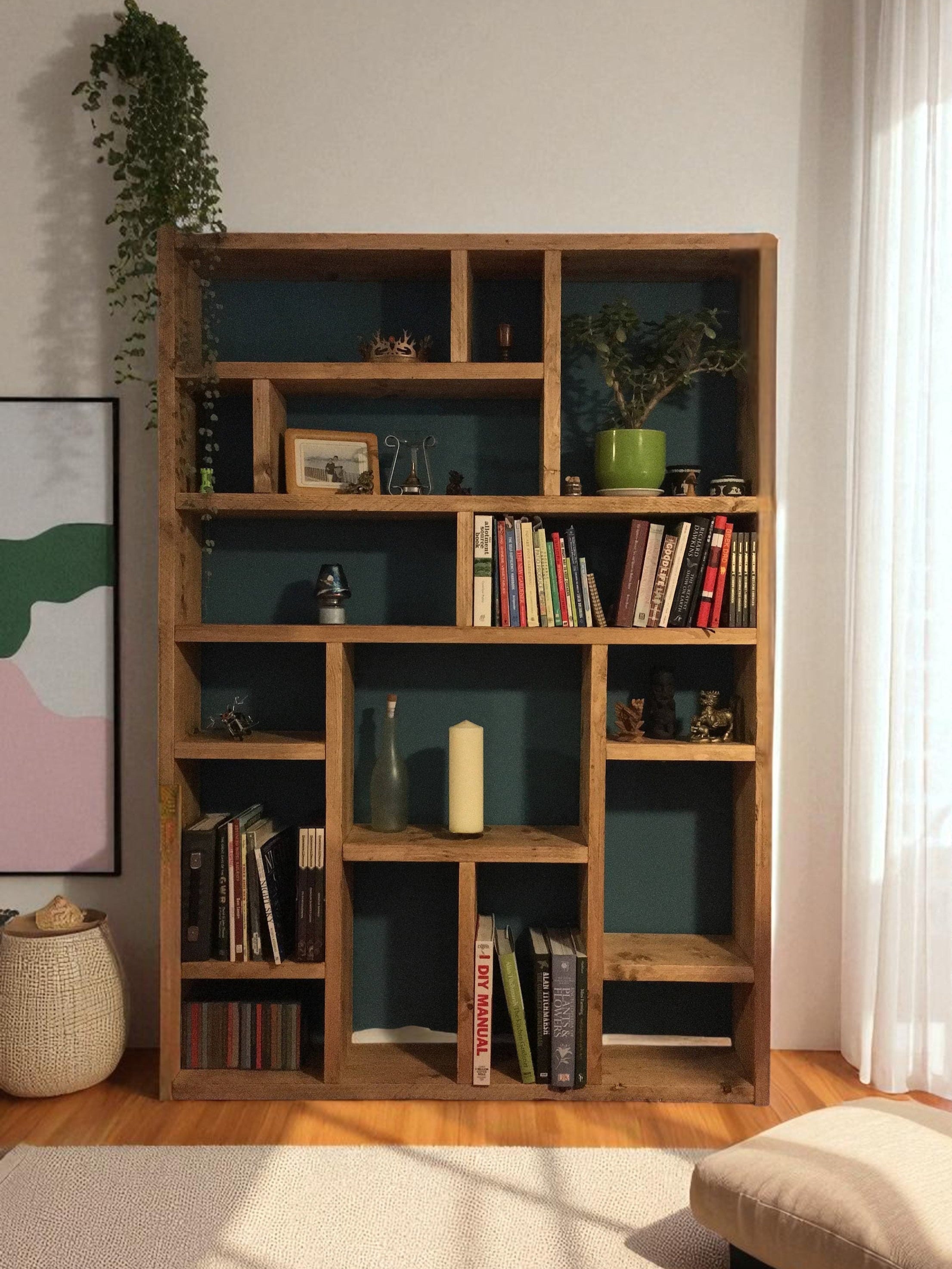 Reclaimed Wood Bookcase | Rustic Scaffold Shelving Unit | Custom Handmade Timber Bookshelf | Industrial Style Storage Solution - OG