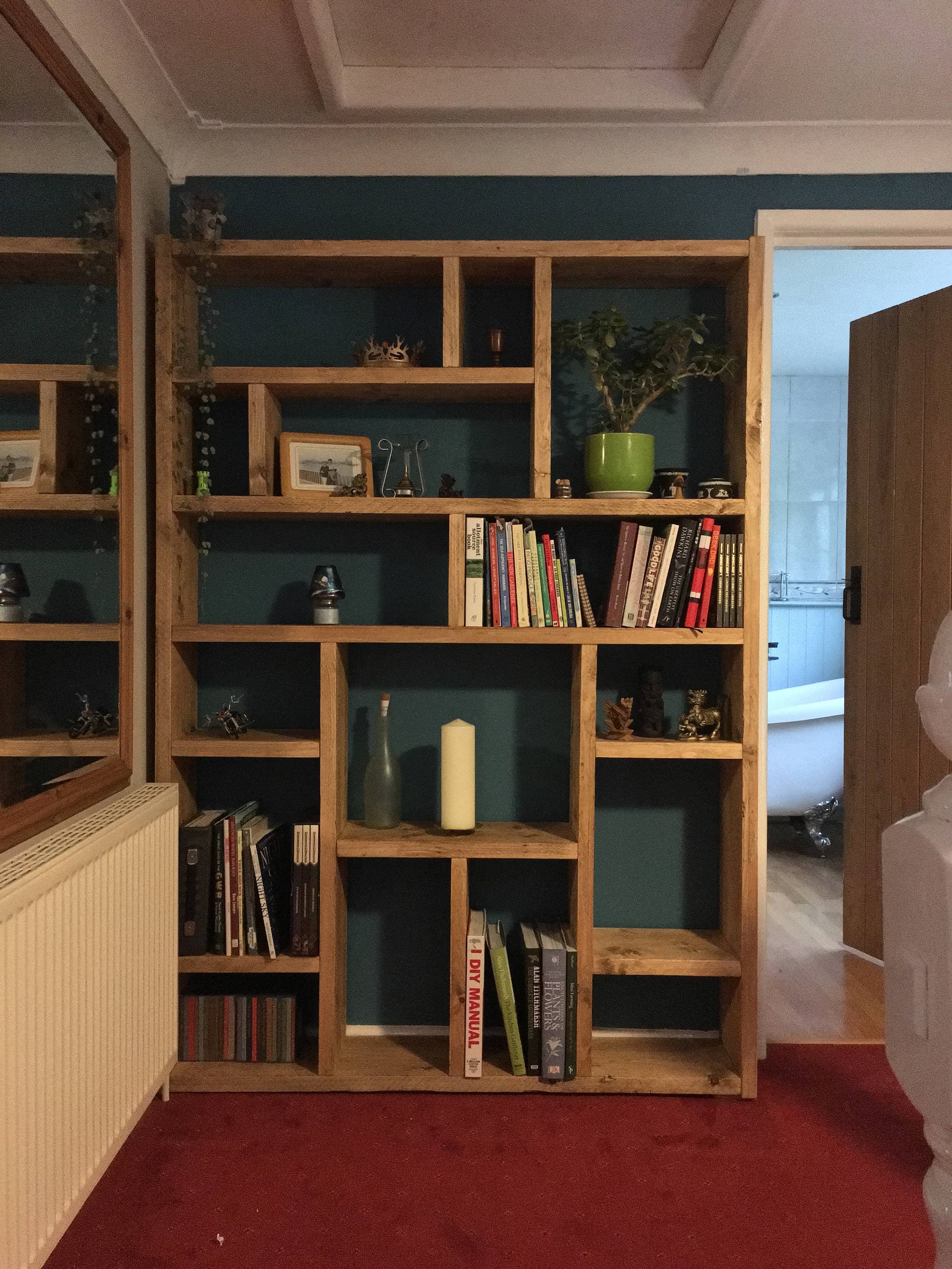 Reclaimed Wood Bookcase | Rustic Scaffold Shelving Unit | Custom Handmade Timber Bookshelf | Industrial Style Storage Solution - OG