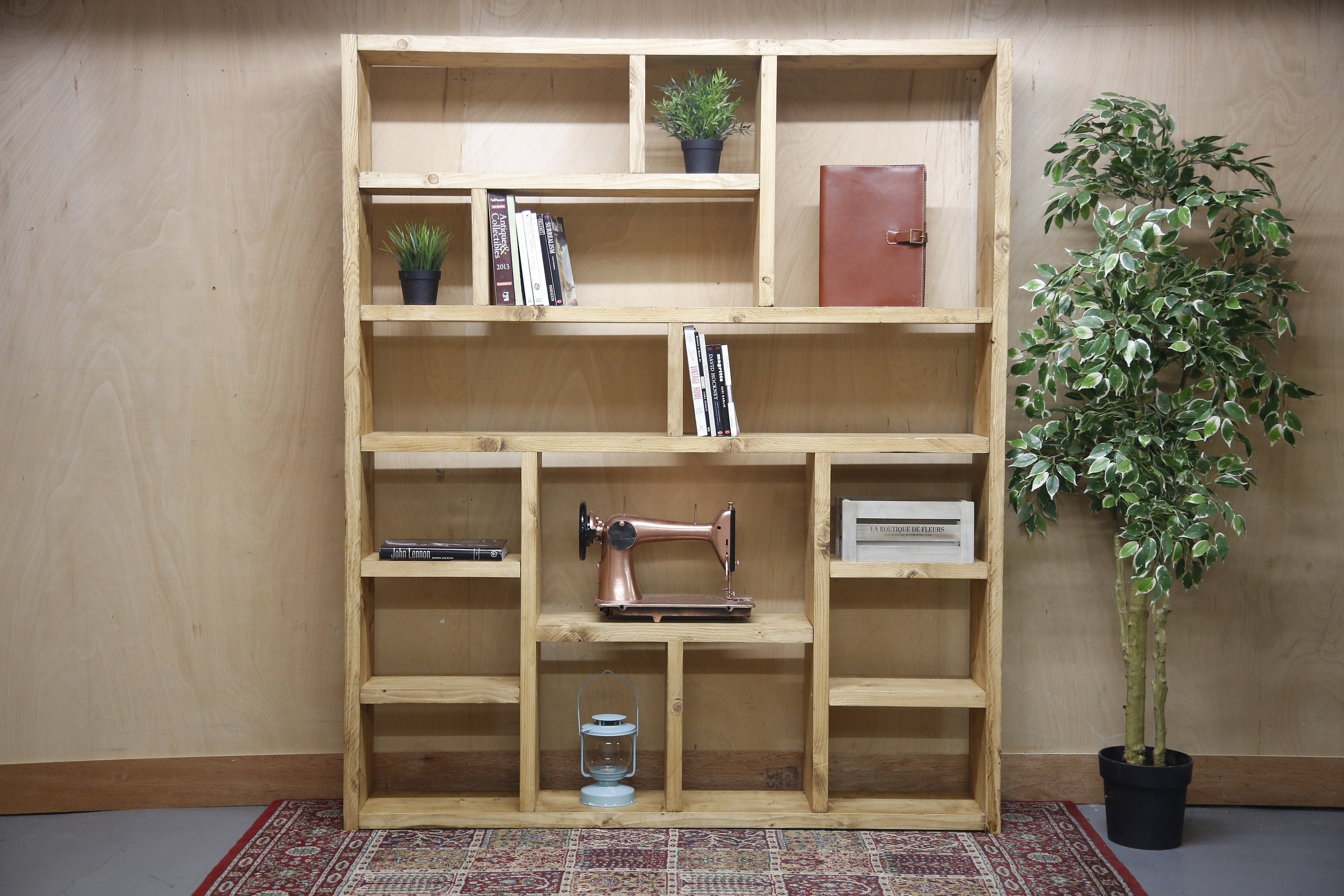 Reclaimed Wood Bookcase | Rustic Scaffold Shelving Unit | Custom Handmade Timber Bookshelf | Industrial Style Storage Solution - OG