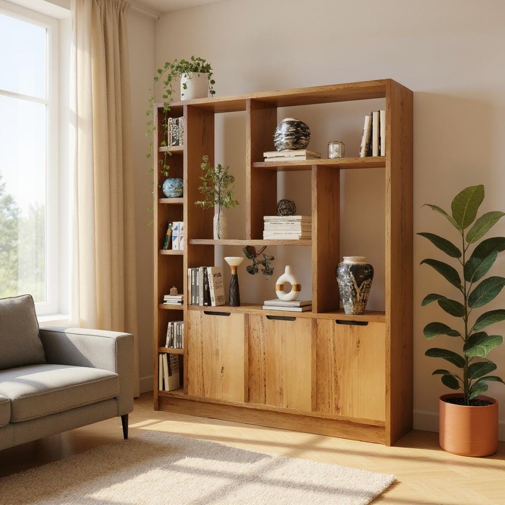 Reclaimed Wood Bookcase / Shelving Unit - scaffold furniture - 3doorcabinet