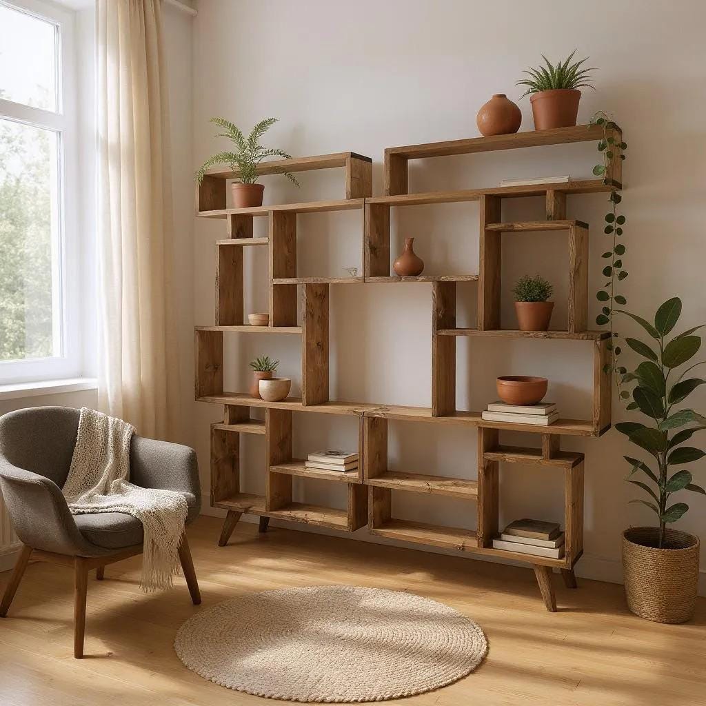 Reclaimed Wood Bookcase / Shelving Units room divider - tvboxestwo