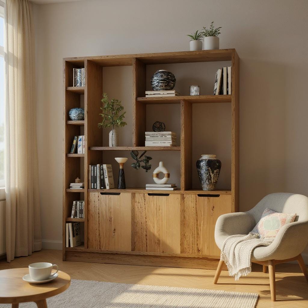 Reclaimed Wood Bookcase / Shelving Unit - scaffold furniture - 3doorcabinet