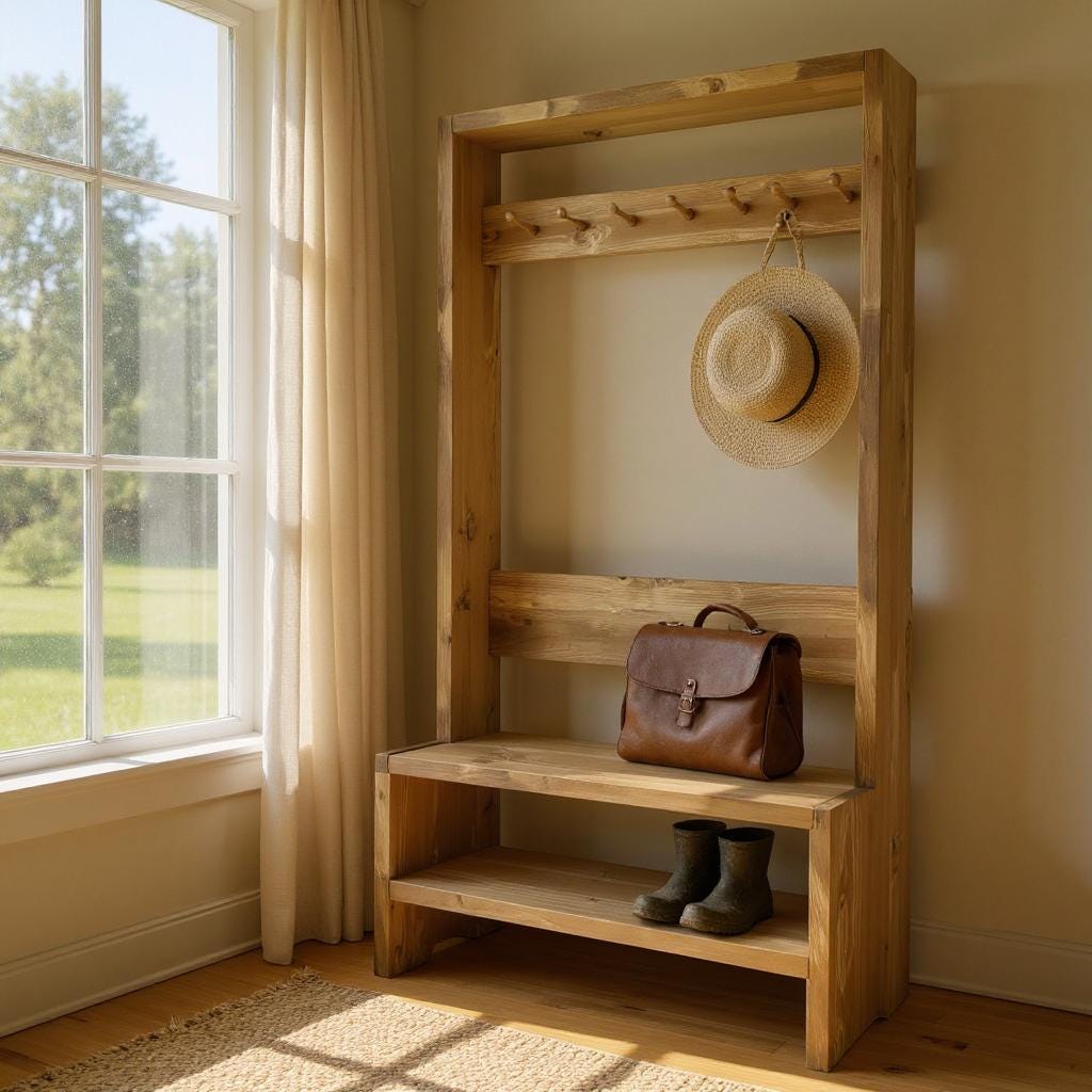 Reclaimed Wood Entryway Hallway Storage Unit Coat Rack- entrywaycoat