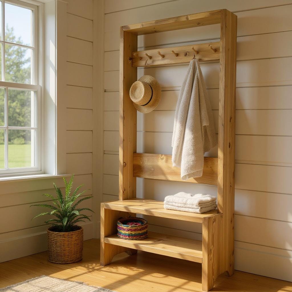 Reclaimed Wood Entryway Hallway Storage Unit Coat Rack- entrywaycoat