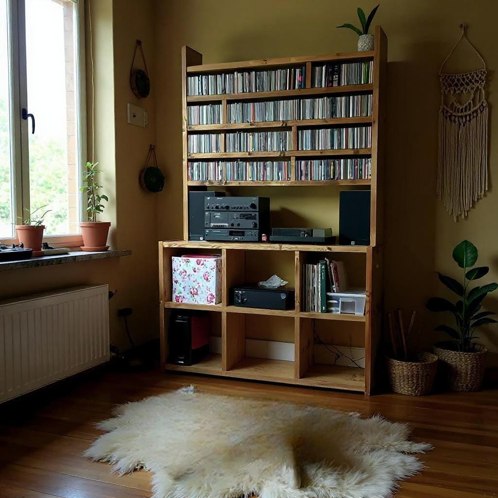 Reclaimed Wood Hifi records unit - hifi cd storage
