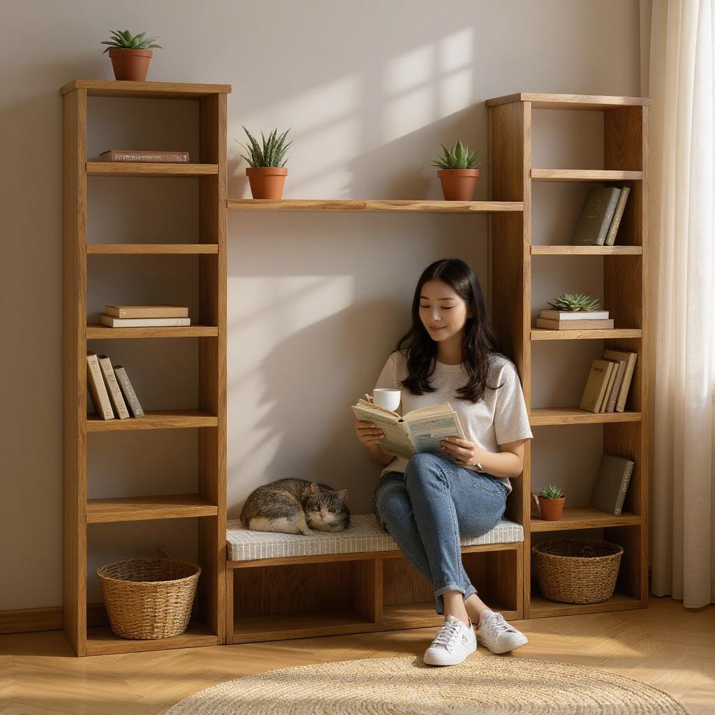 Reclaimed Wood Bookcase / Shelving Units reading nook - readingnook