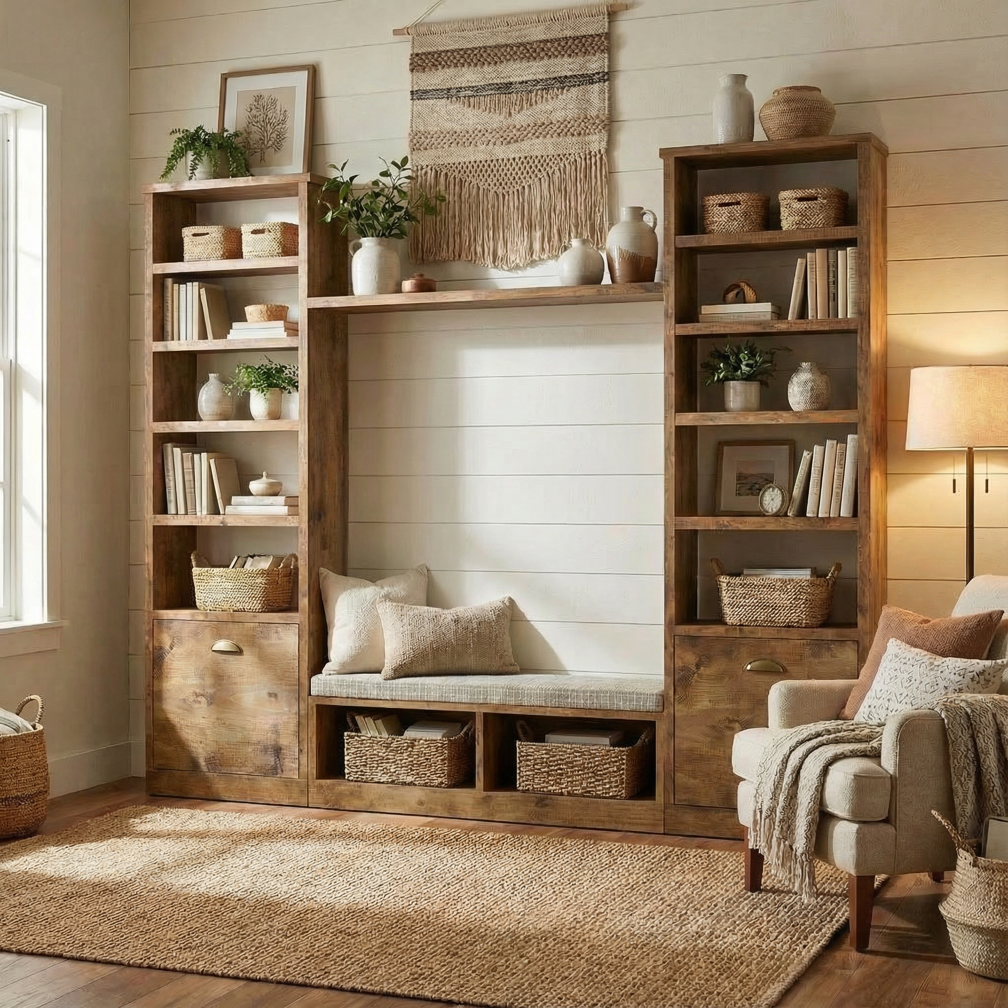 Reclaimed Wood Bookcase / Shelving Units reading nook - readingnook
