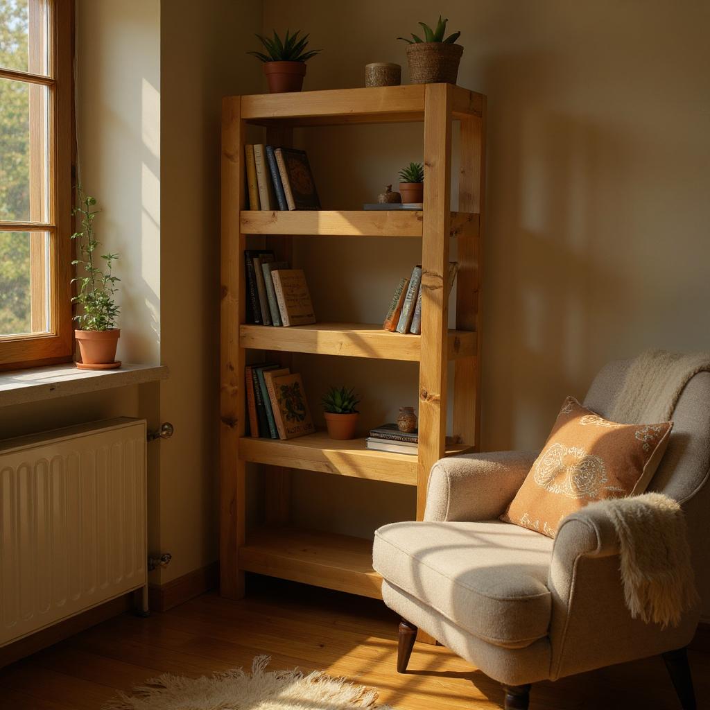 Urban Scaffold Wood Bookshelf - Sleek Open-Concept Storage | Contemporary Rustic Elegance