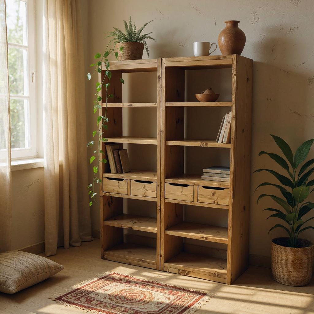 Reclaimed Wood Bookcase & Shelving Units Room Divider - Rustic Open Shelving Storage - roomdivider