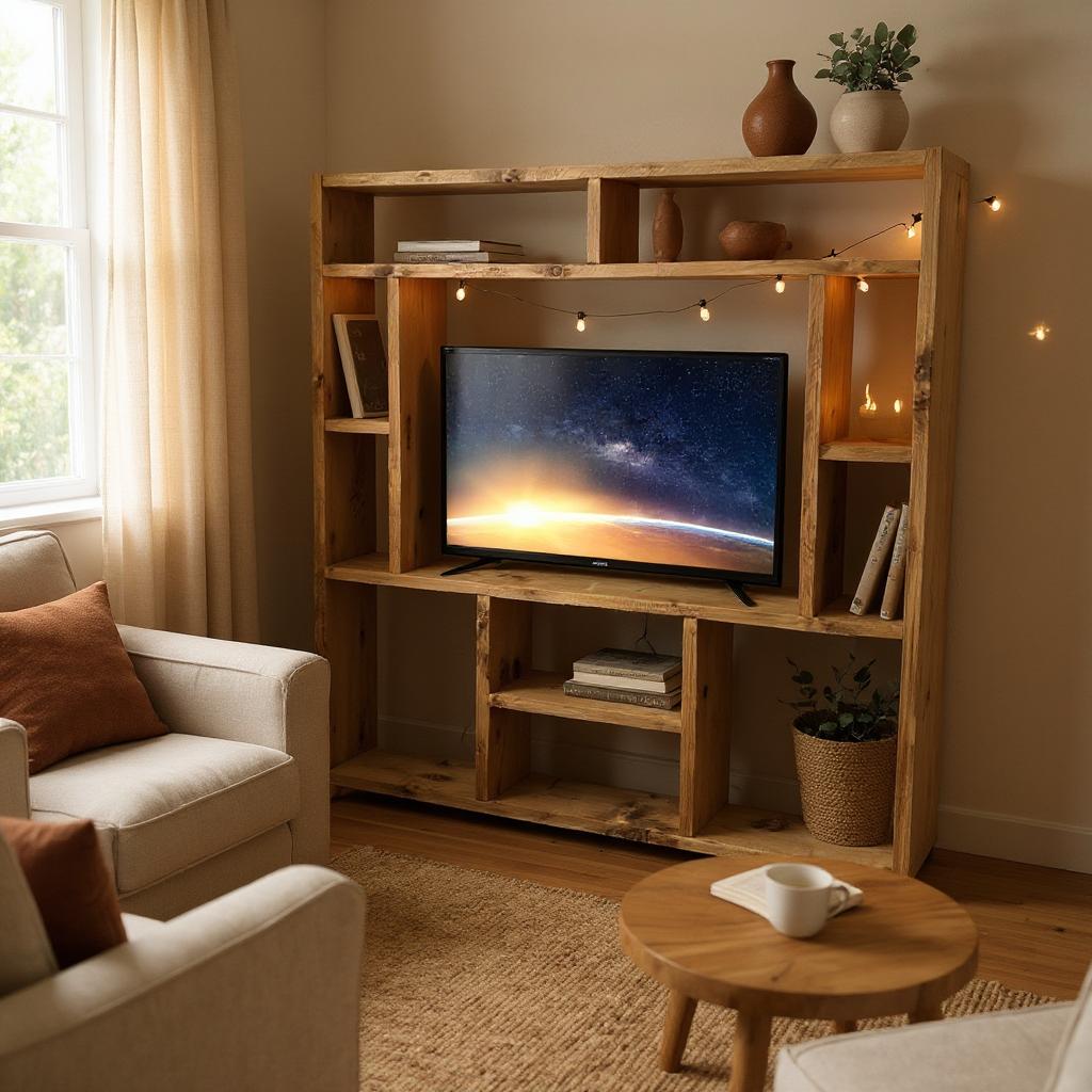 Reclaimed Wood Bookcase | Rustic Scaffold Shelving Unit | Handmade Timber Bookshelf | TV Stand & Media Console Options | Unique Custom Dimensions - tvog