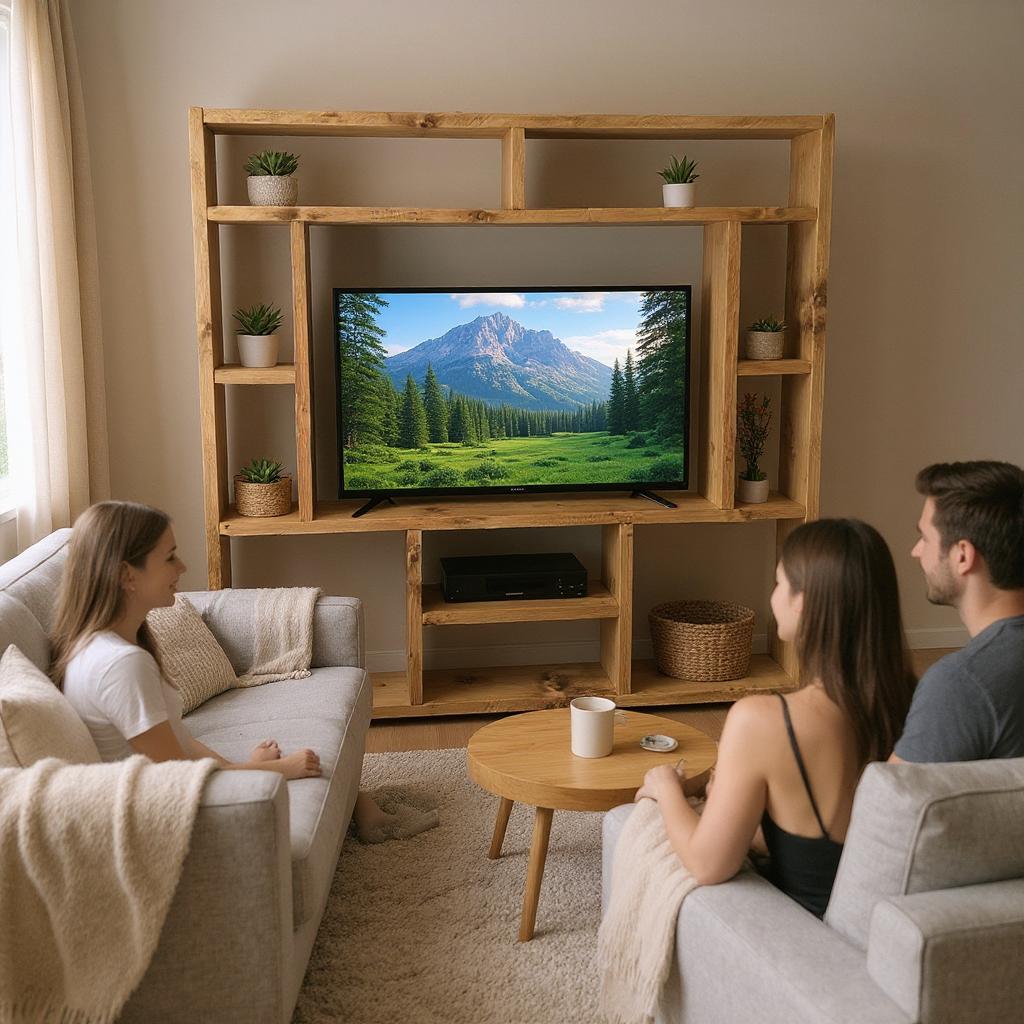 Reclaimed Wood Bookcase | Rustic Scaffold Shelving Unit | Handmade Timber Bookshelf | TV Stand & Media Console Options | Unique Custom Dimensions - tvog