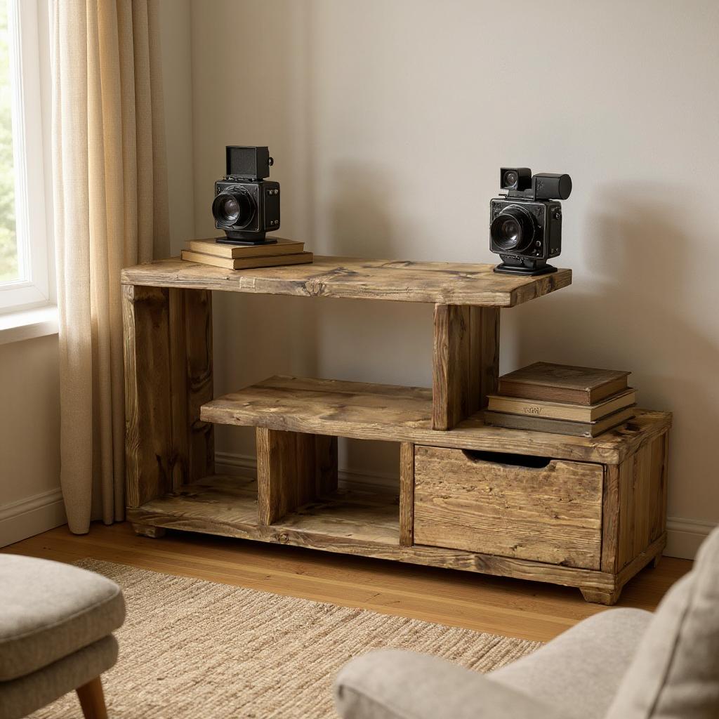 Sustainable Reclaimed Wood Media Console - Compact Multi-Use Entertainment Unit | Artisan-Crafted Eco Chic