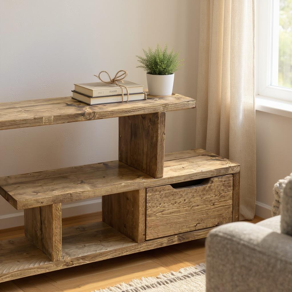 Sustainable Reclaimed Wood Media Console - Compact Multi-Use Entertainment Unit | Artisan-Crafted Eco Chic