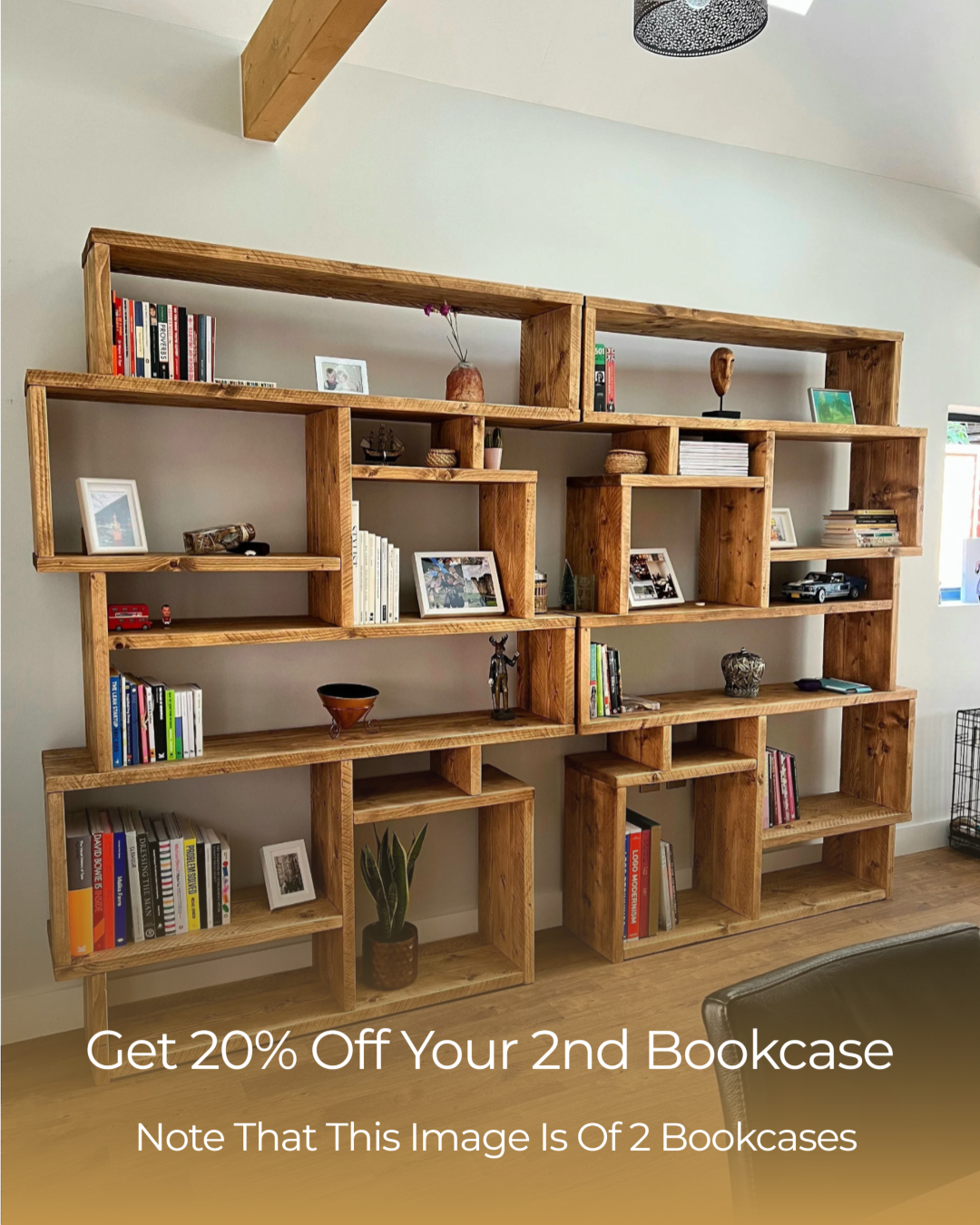 Solid Wood Box Bookcase & Shelving Unit - Modular Storage Organizer - Boxes