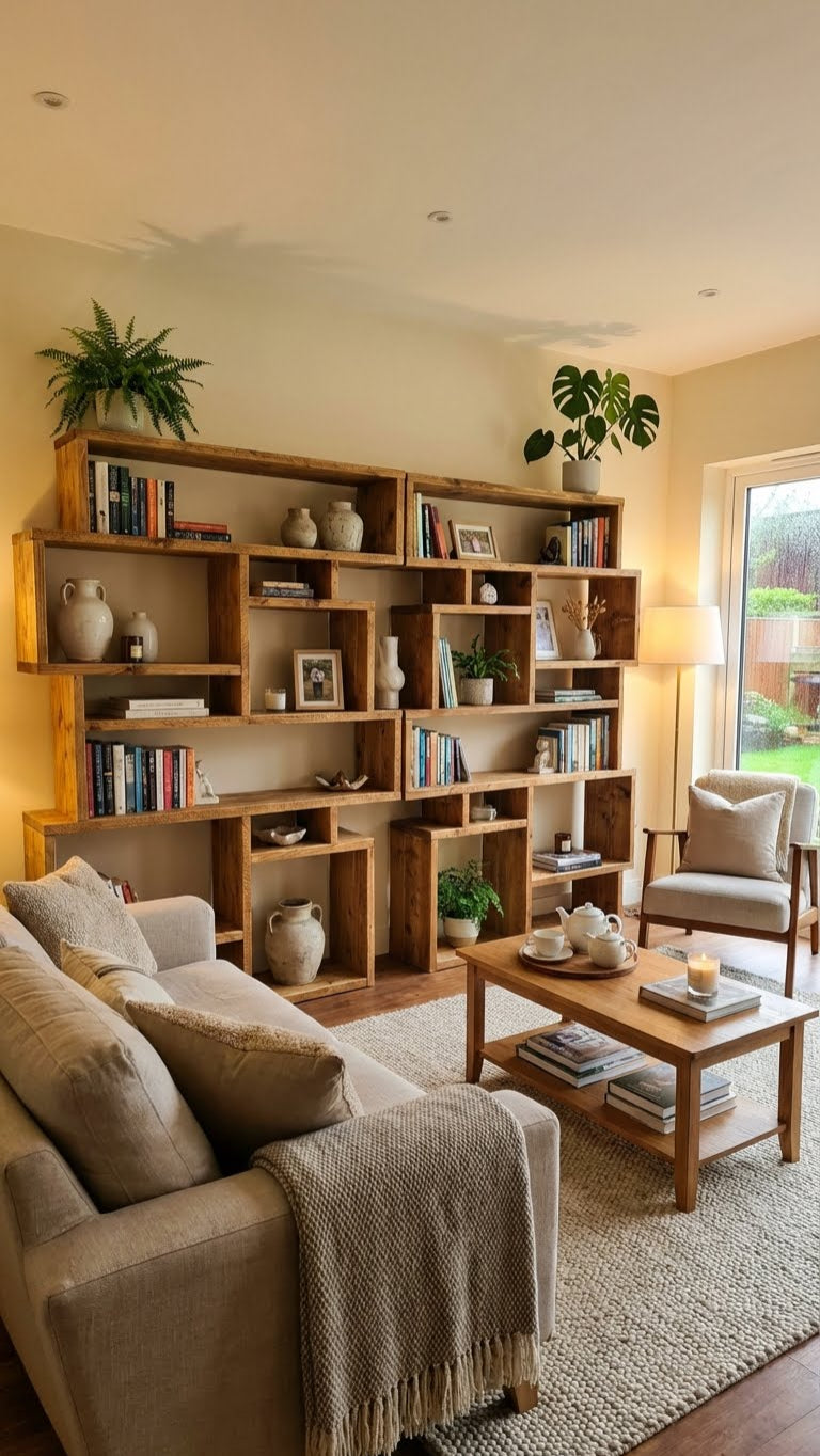 Solid Wood Box Bookcase & Shelving Unit - Modular Storage Organizer - Boxes