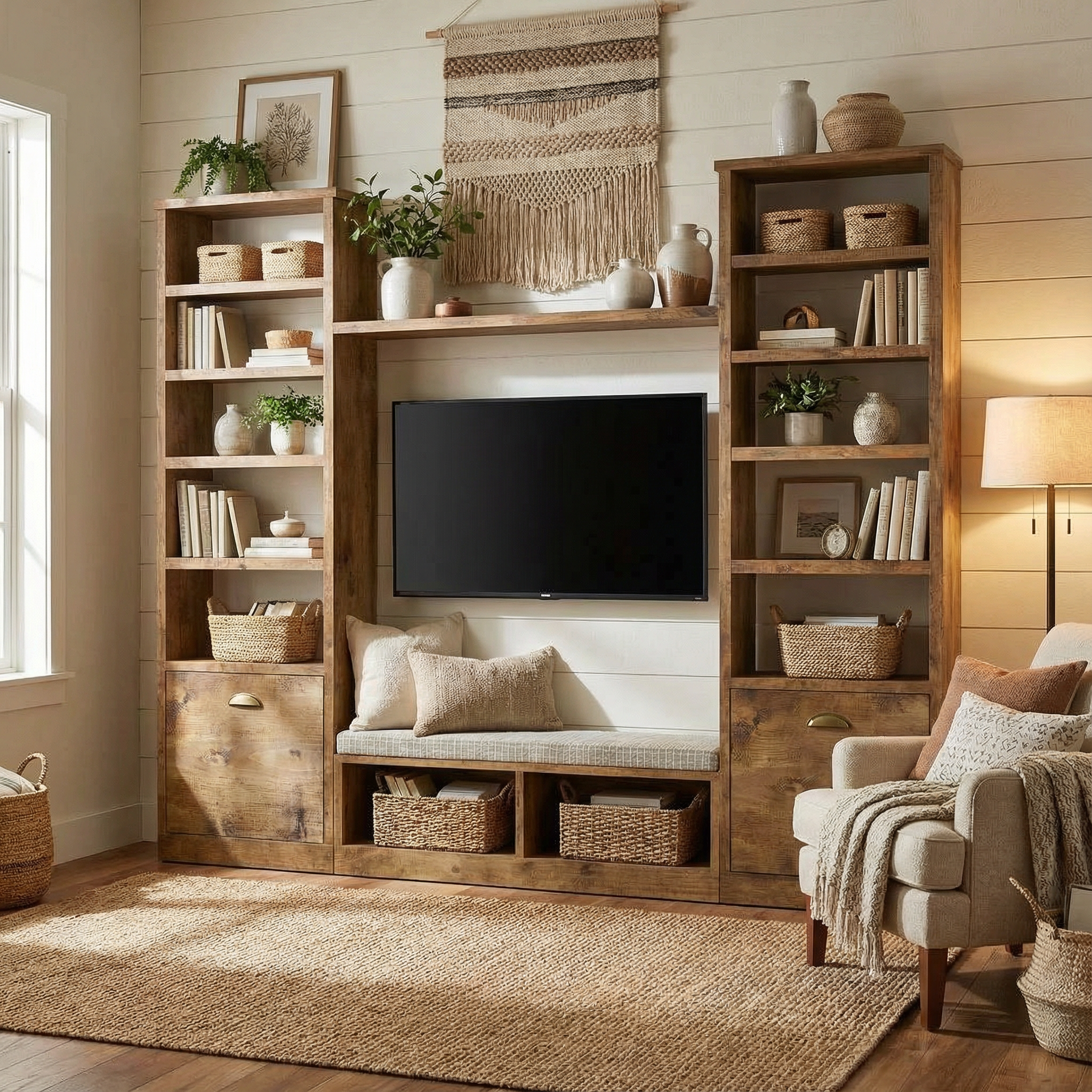 Reclaimed Wood Bookcase / Shelving Units reading nook  - readingnook