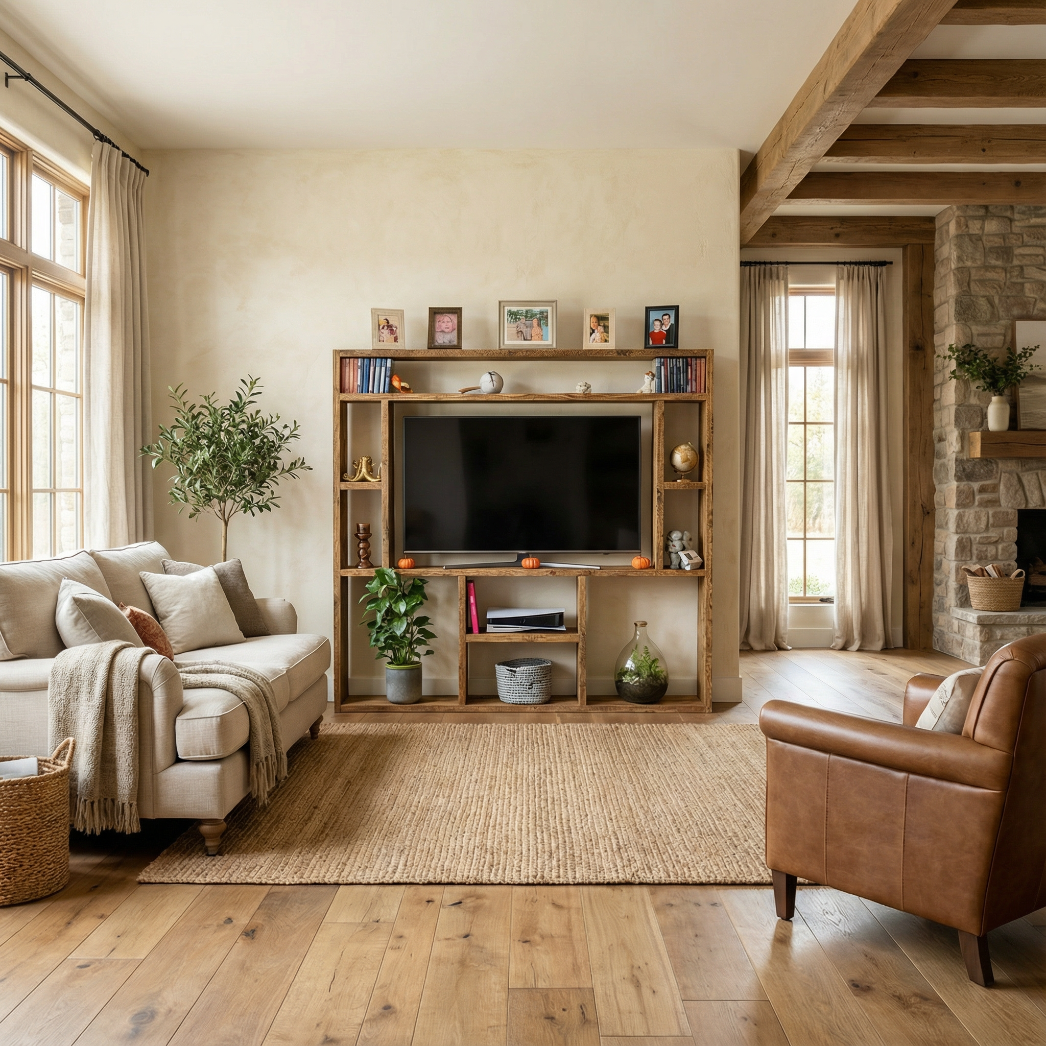 Reclaimed Wood Bookcase | Rustic Scaffold Shelving Unit | Handmade Timber Bookshelf | TV Stand & Media Console Options | Unique Custom Dimensions - tvog