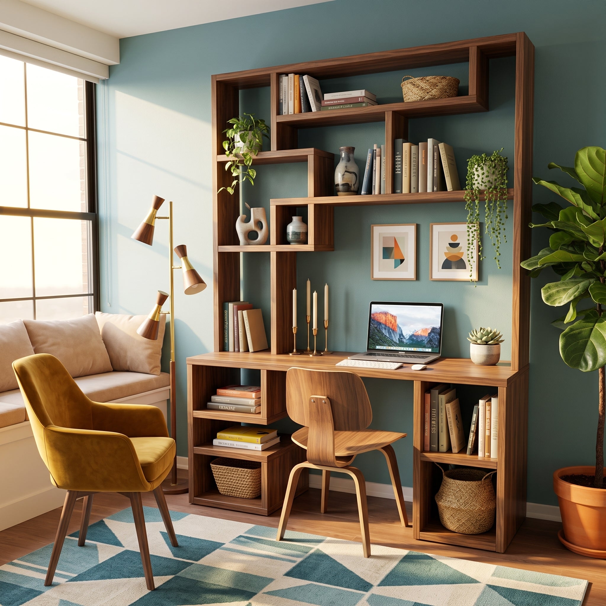 Reclaimed Wood Bookcase & Shelving Units Desk - Rustic Open Shelving Storage - deskbc no d