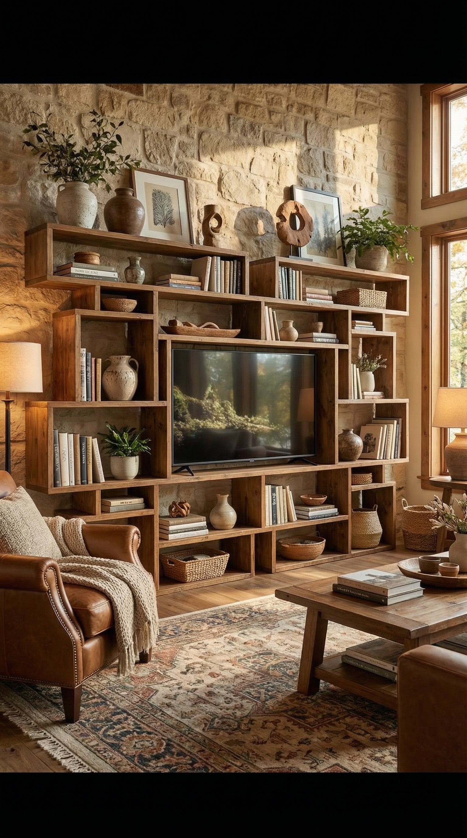 Reclaimed Wood Bookcase / Shelving Units room divider - tvboxestwo